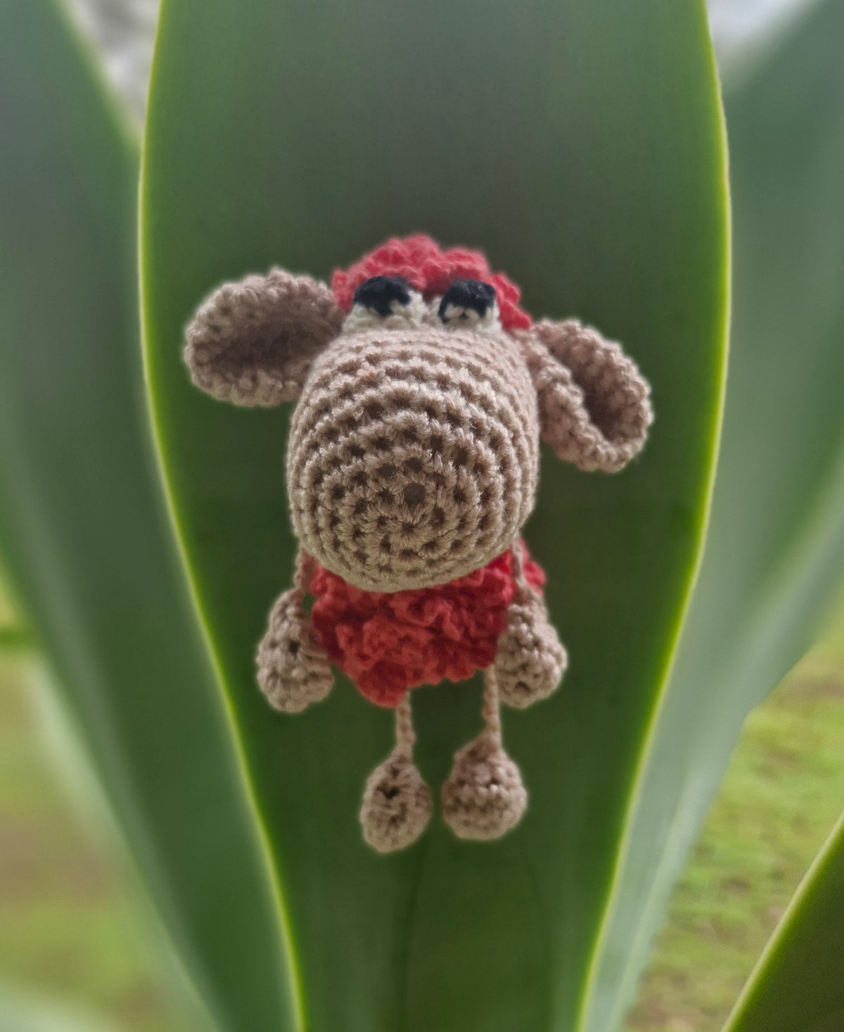 Adorable mini Hand-Crocheted Coral pink Sheep