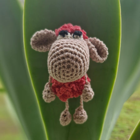 Adorable mini Hand-Crocheted Coral pink Sheep