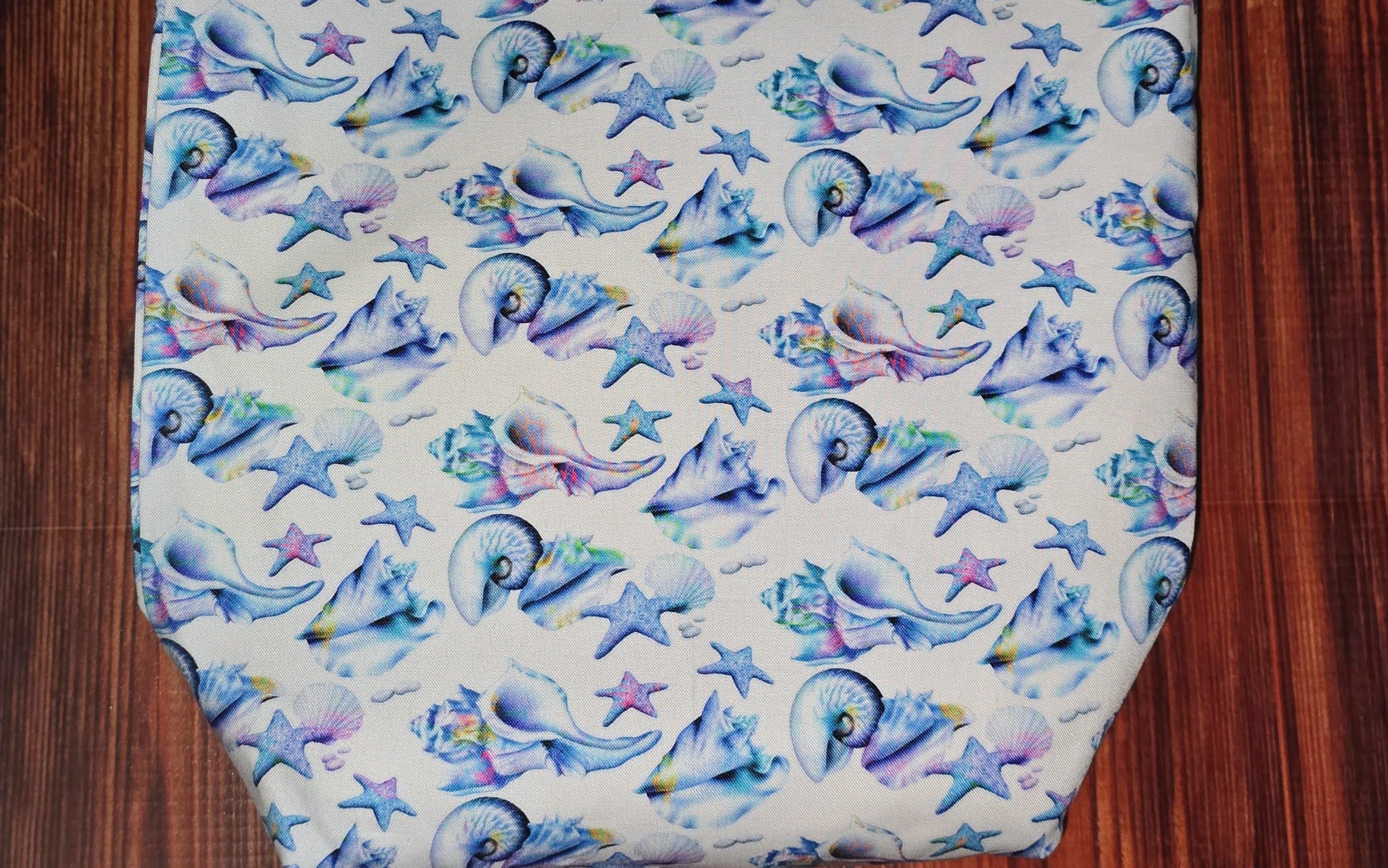 Handmade | Ocean Shells | Drawstring | Library Bag | Backpack