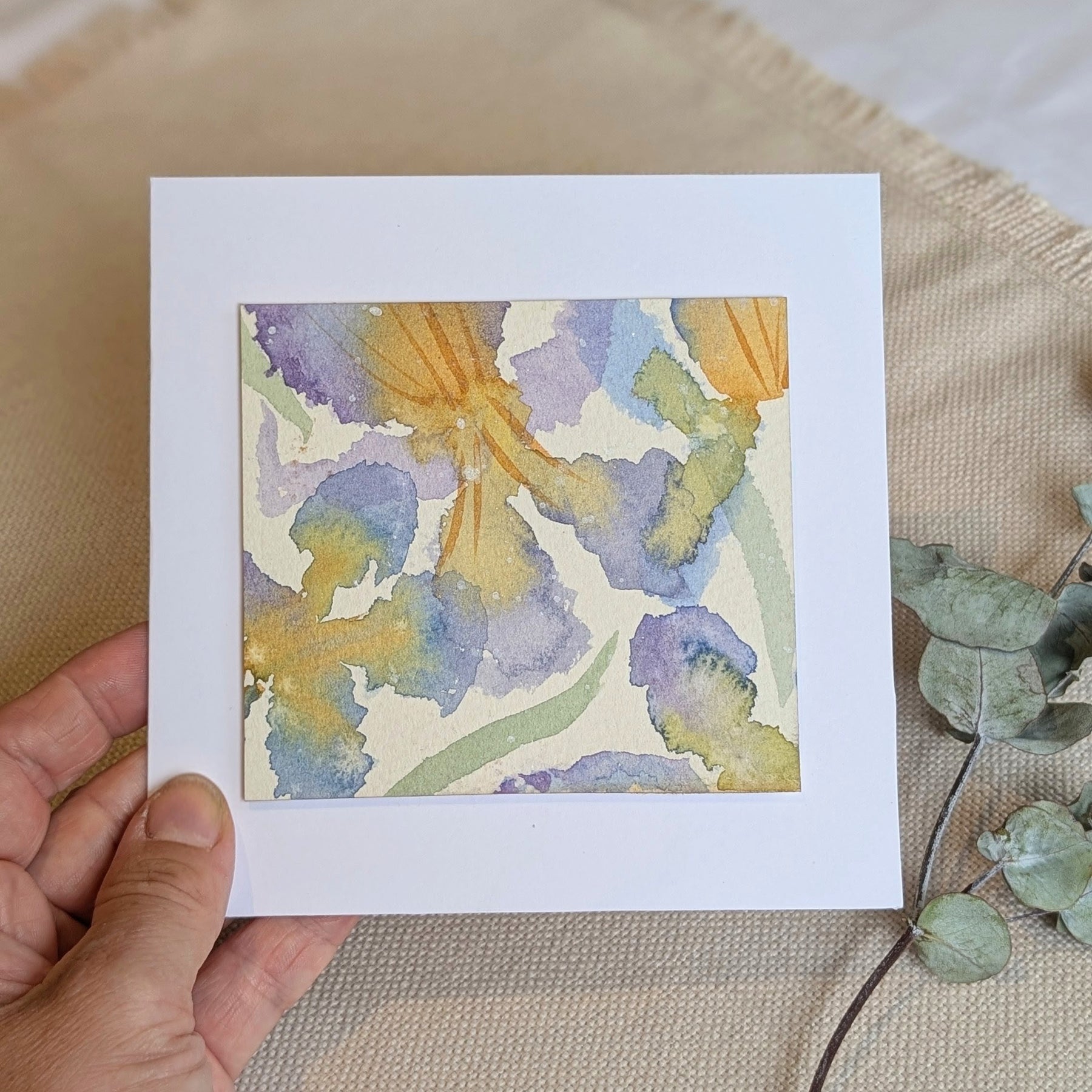 Hand Painted Iris-Inspired Watercolour Gift Card