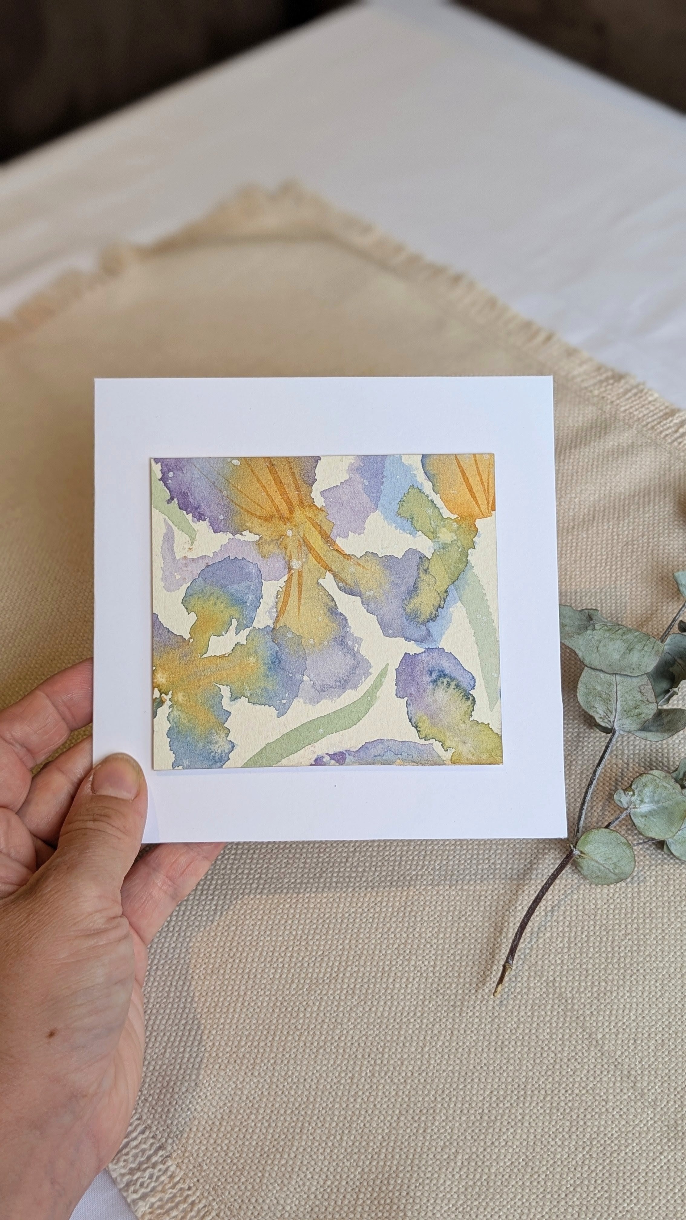Hand Painted Iris-Inspired Watercolour Gift Card