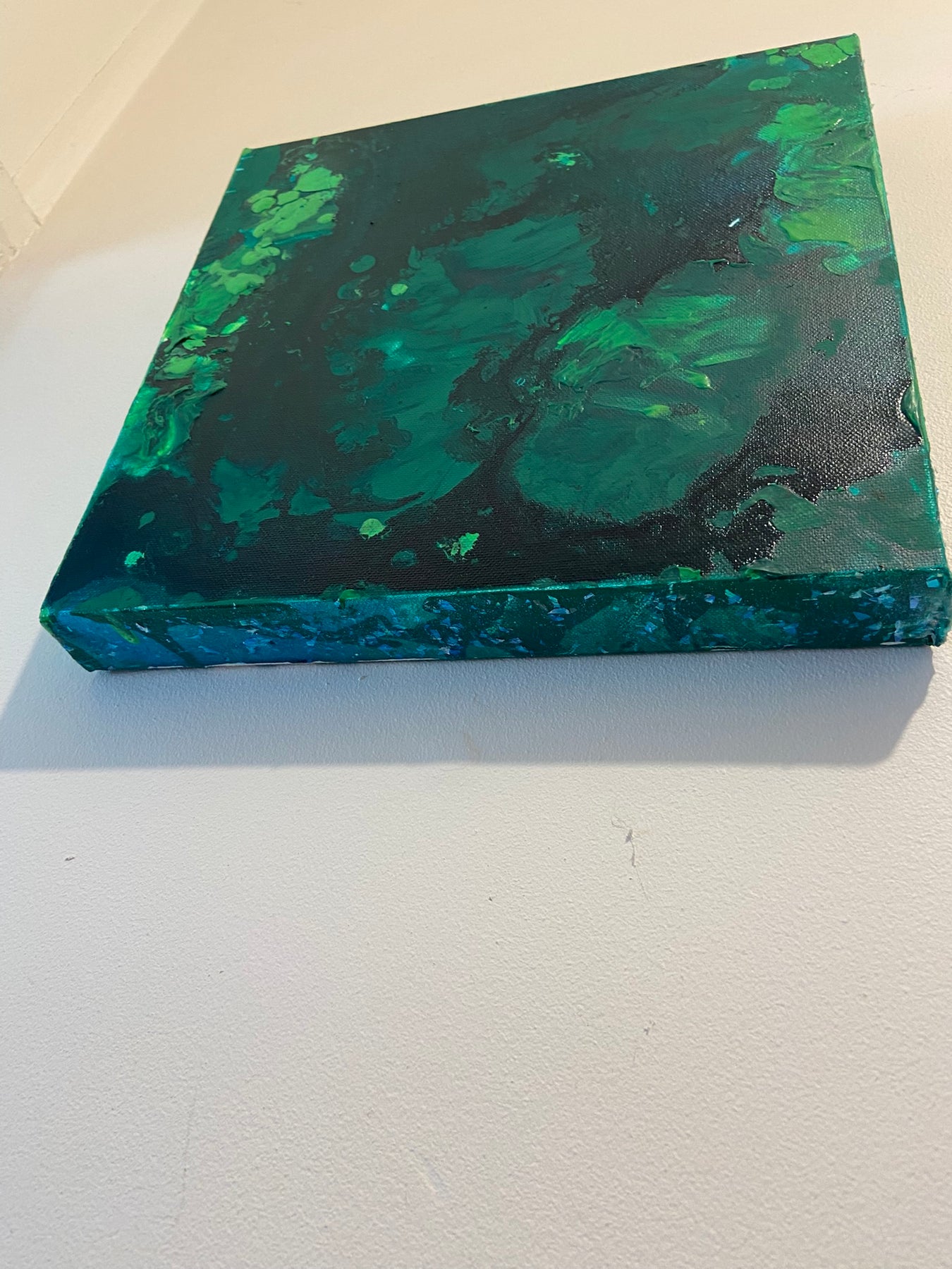 Green Aventurine Wall Art Original Abstract Acrylic Canvas Painting