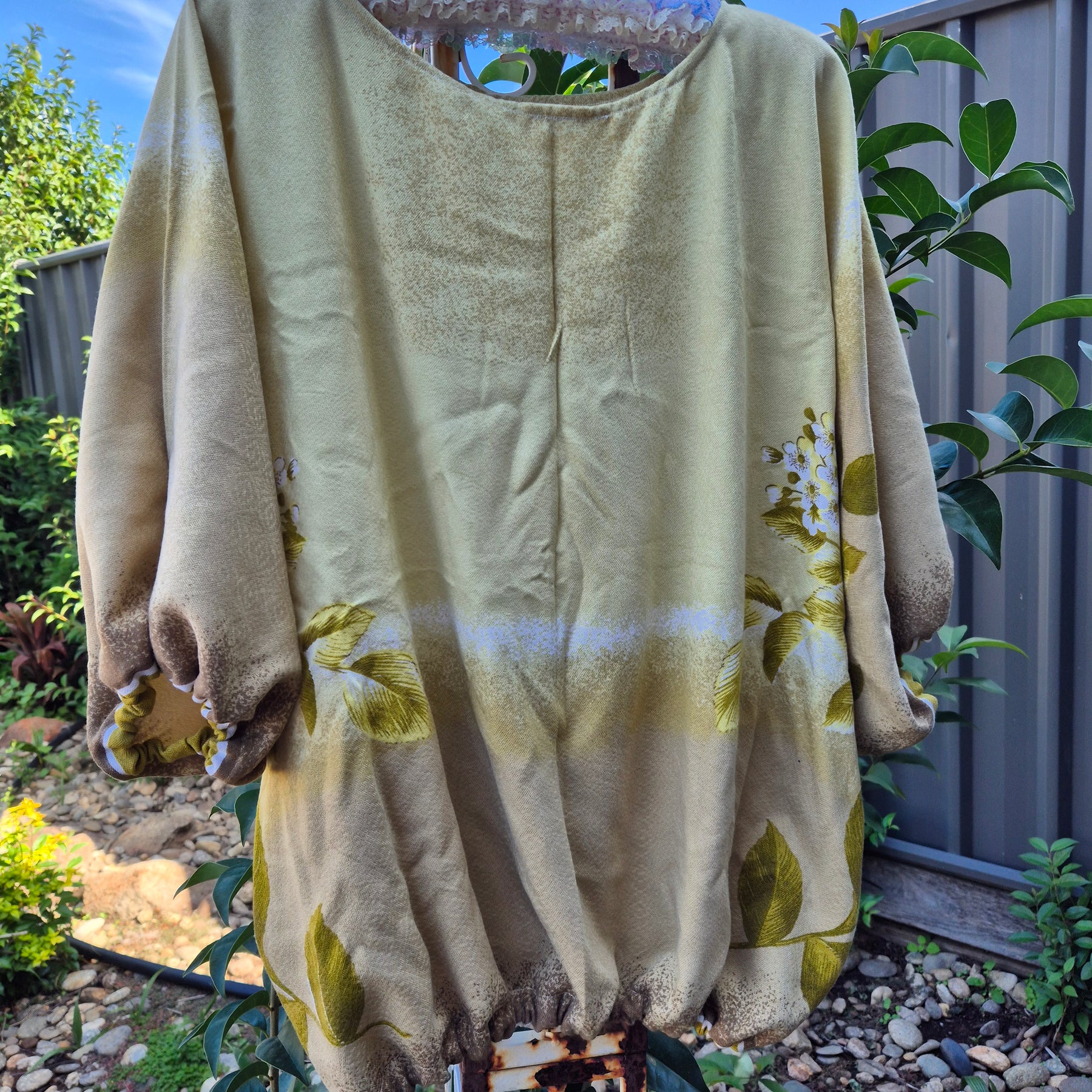 Upcycled Vintage Tablecloth top. Free size, soft and drapey