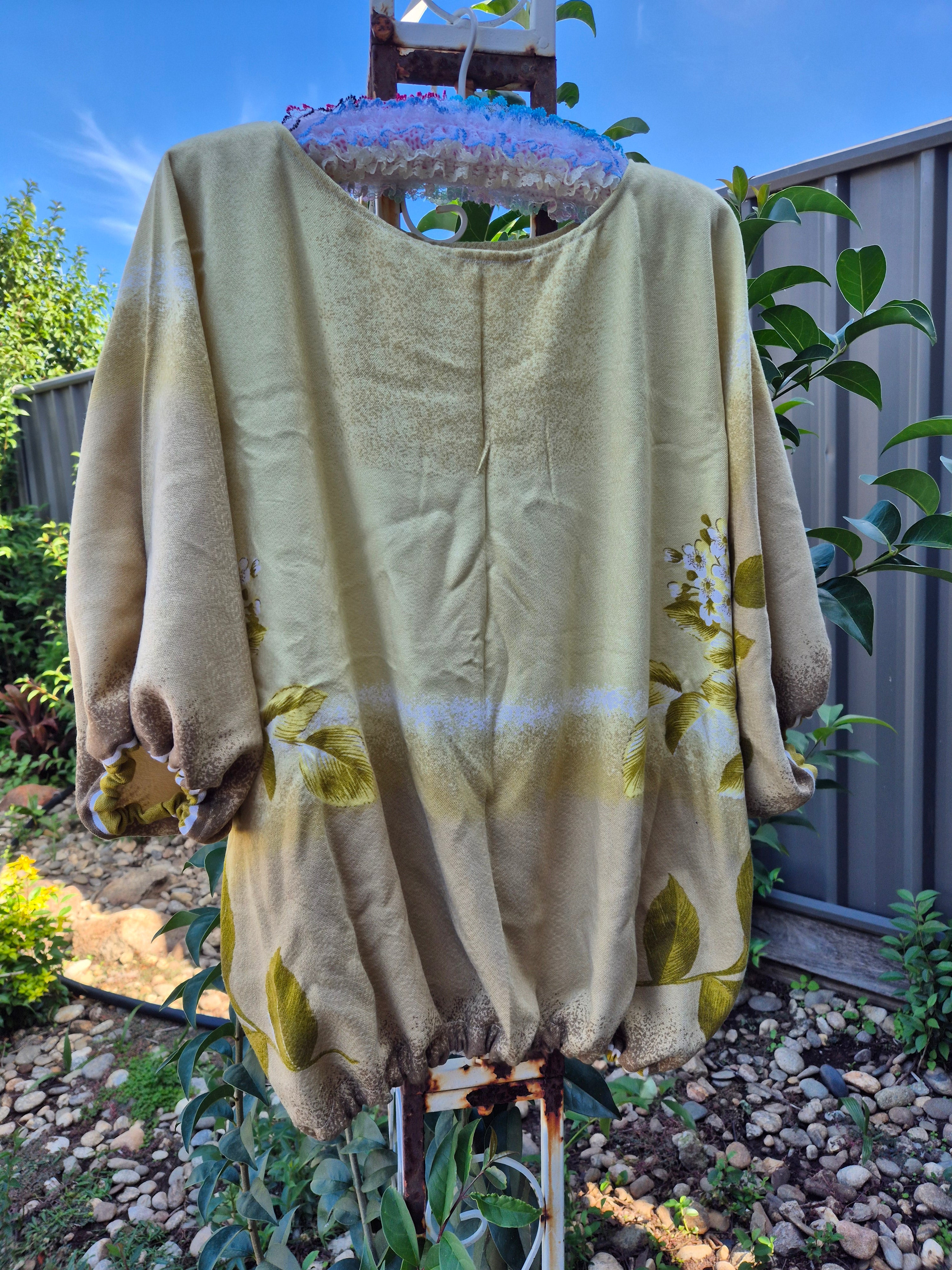 Upcycled Vintage Tablecloth top. Free size, soft and drapey