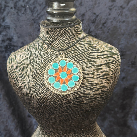Mosaic Round Silver Pendant