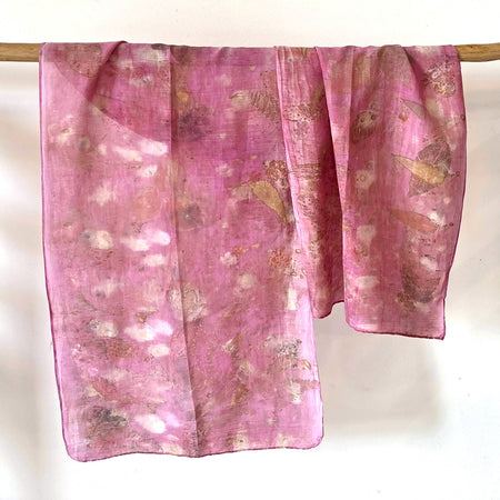 The Rosalie - Cotton/Silk Blend  Ecoprint Scarf/Wrap