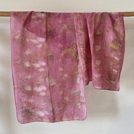 The Rosalie - Cotton/Silk Blend  Ecoprint Scarf/Wrap