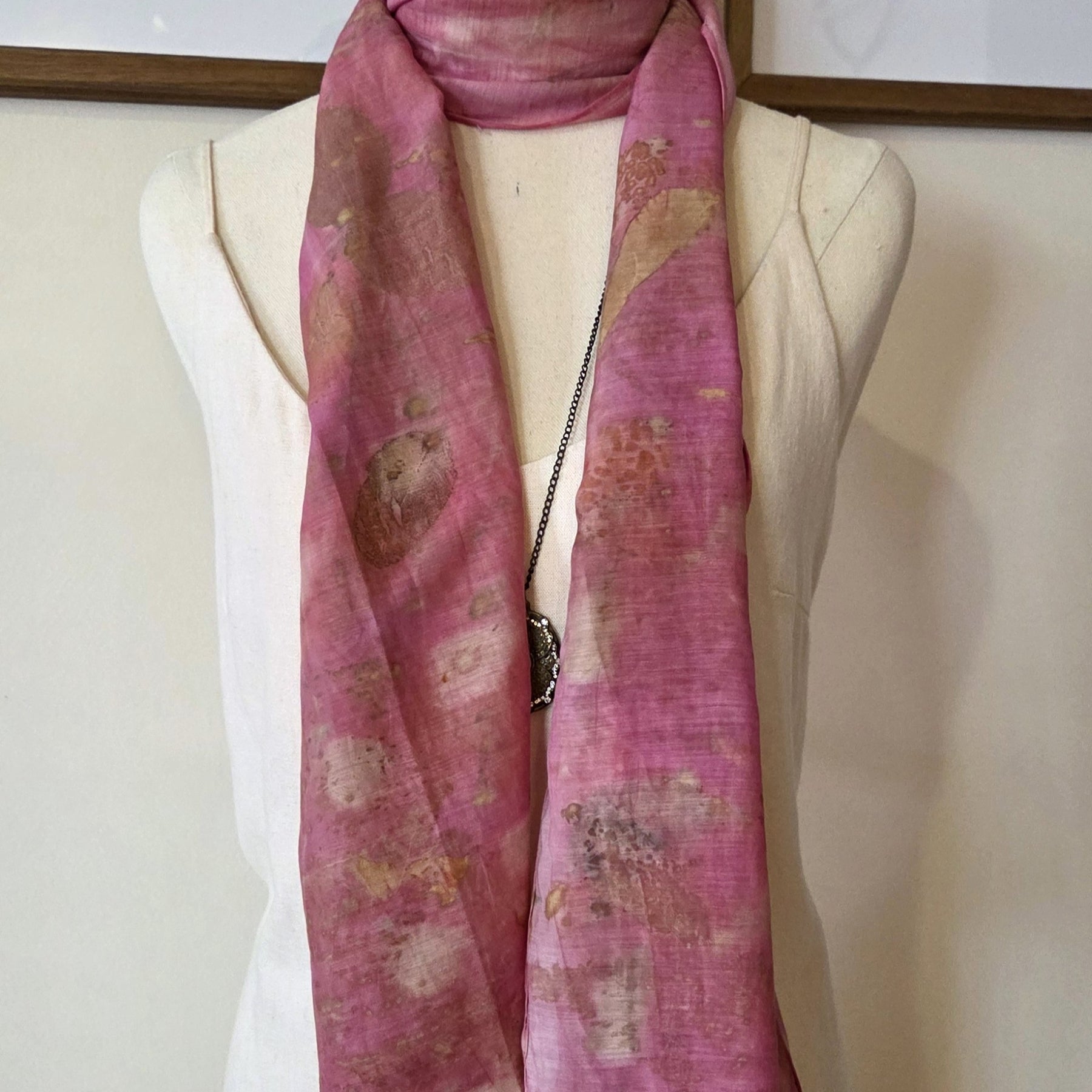 The Rosalie - Cotton/Silk Blend  Ecoprint Scarf/Wrap