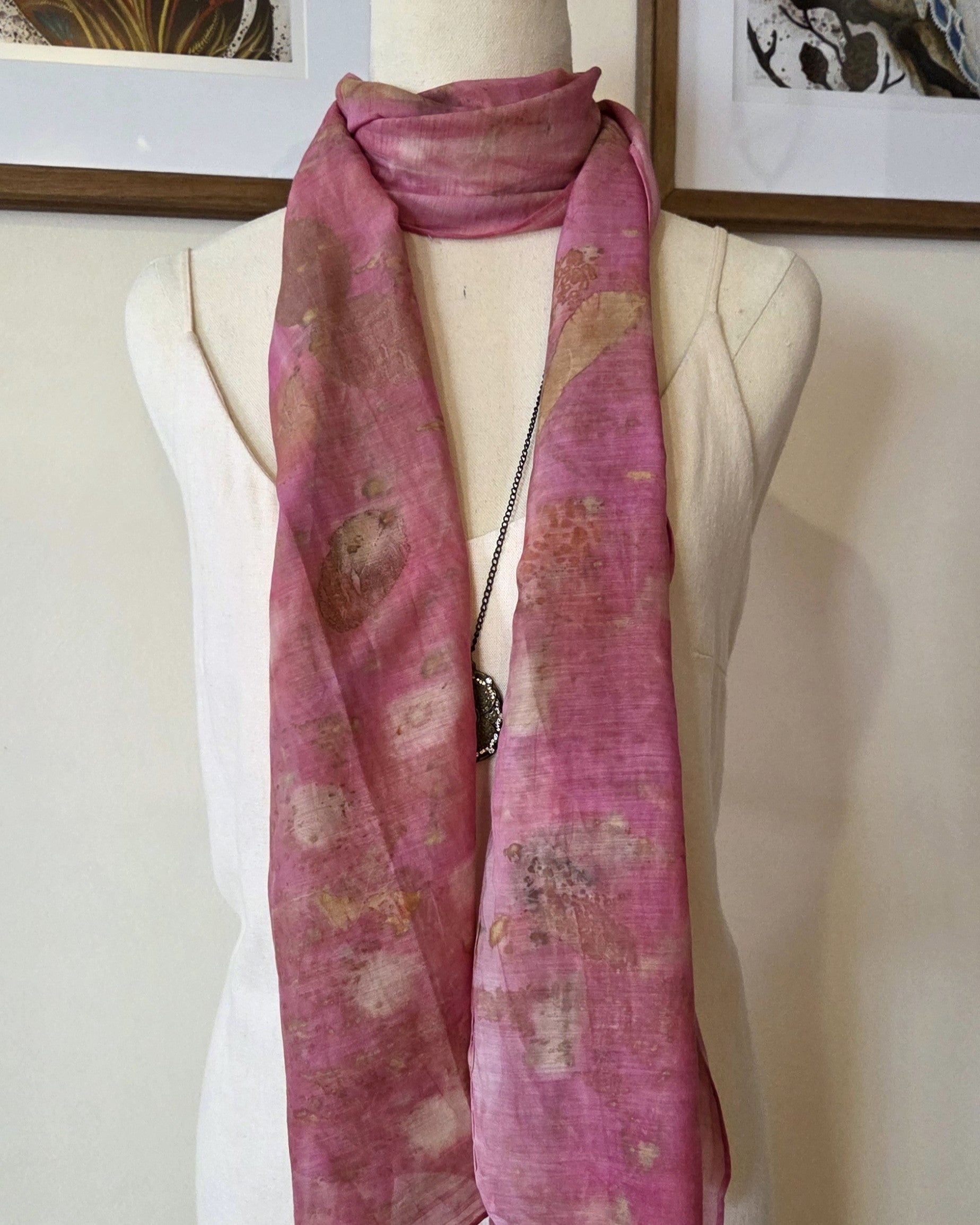 The Rosalie - Cotton/Silk Blend  Ecoprint Scarf/Wrap