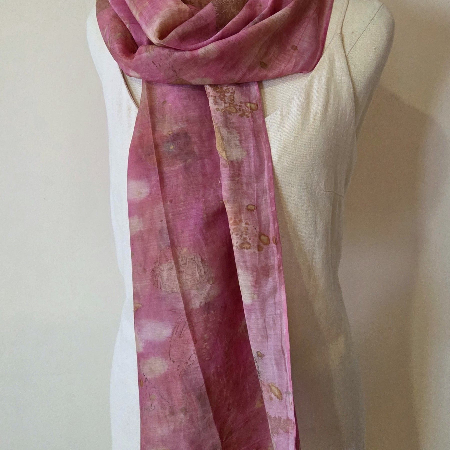 The Rosalie - Cotton/Silk Blend  Ecoprint Scarf/Wrap