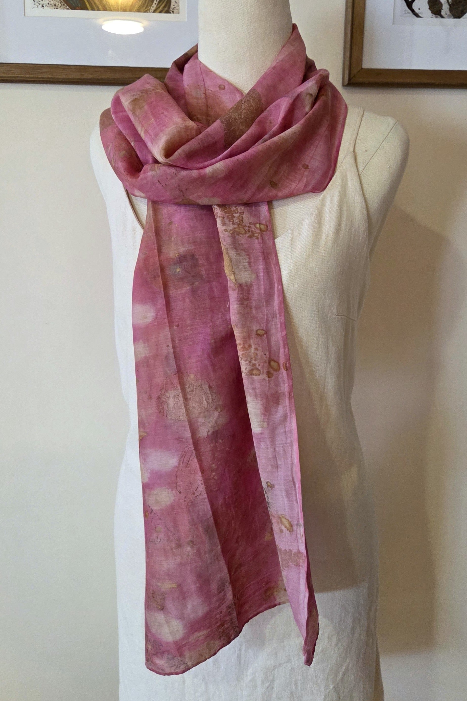 The Rosalie - Cotton/Silk Blend  Ecoprint Scarf/Wrap