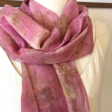 The Rosalie - Cotton/Silk Blend Ecoprint Scarf/Wrap