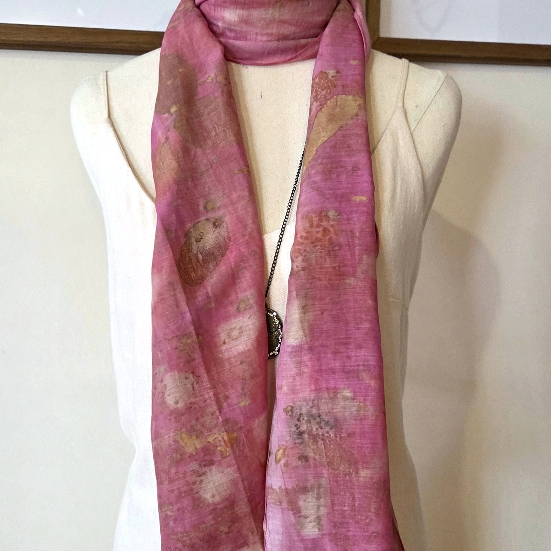 The Rosalie - Cotton/Silk Blend  Ecoprint Scarf/Wrap