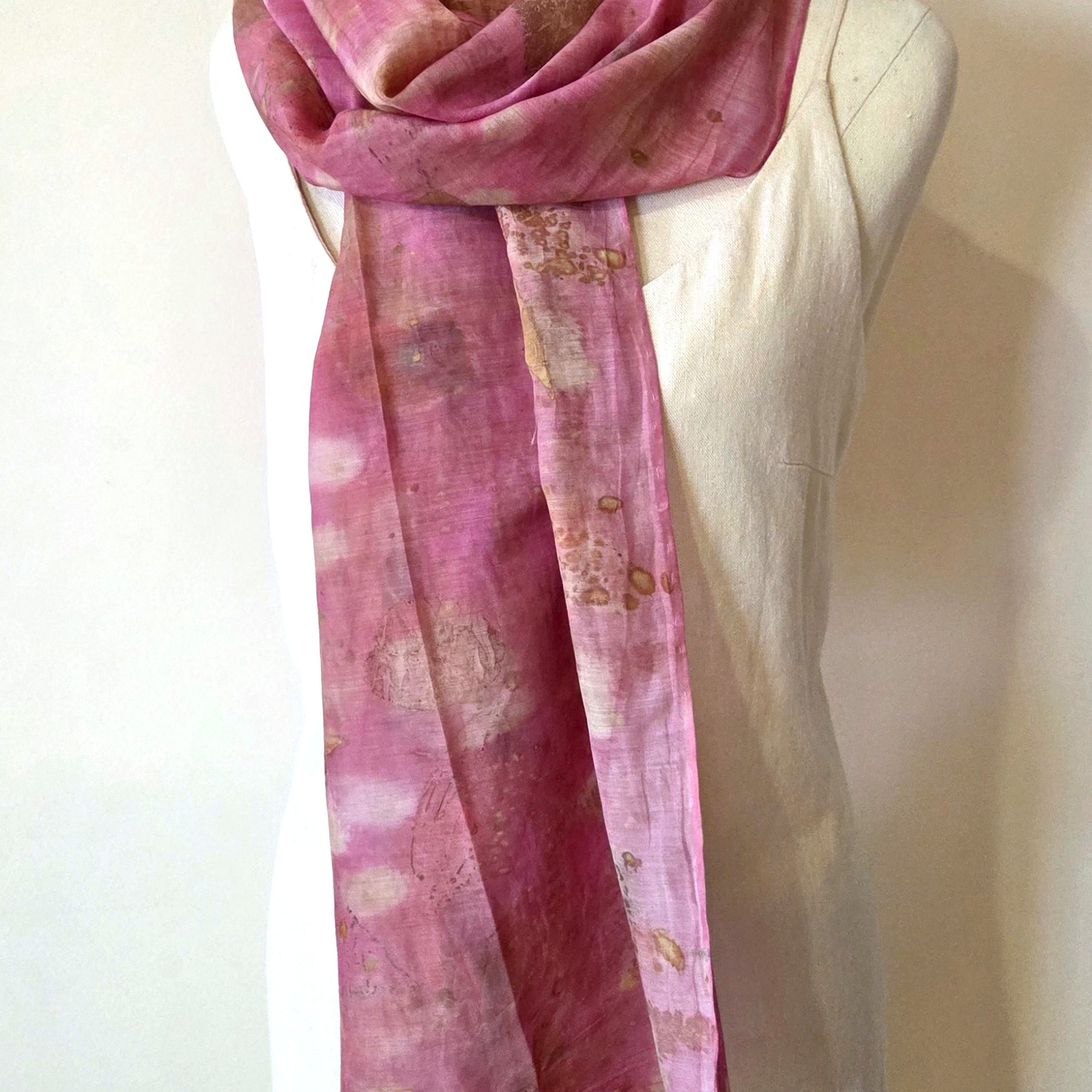 The Rosalie - Cotton/Silk Blend  Ecoprint Scarf/Wrap