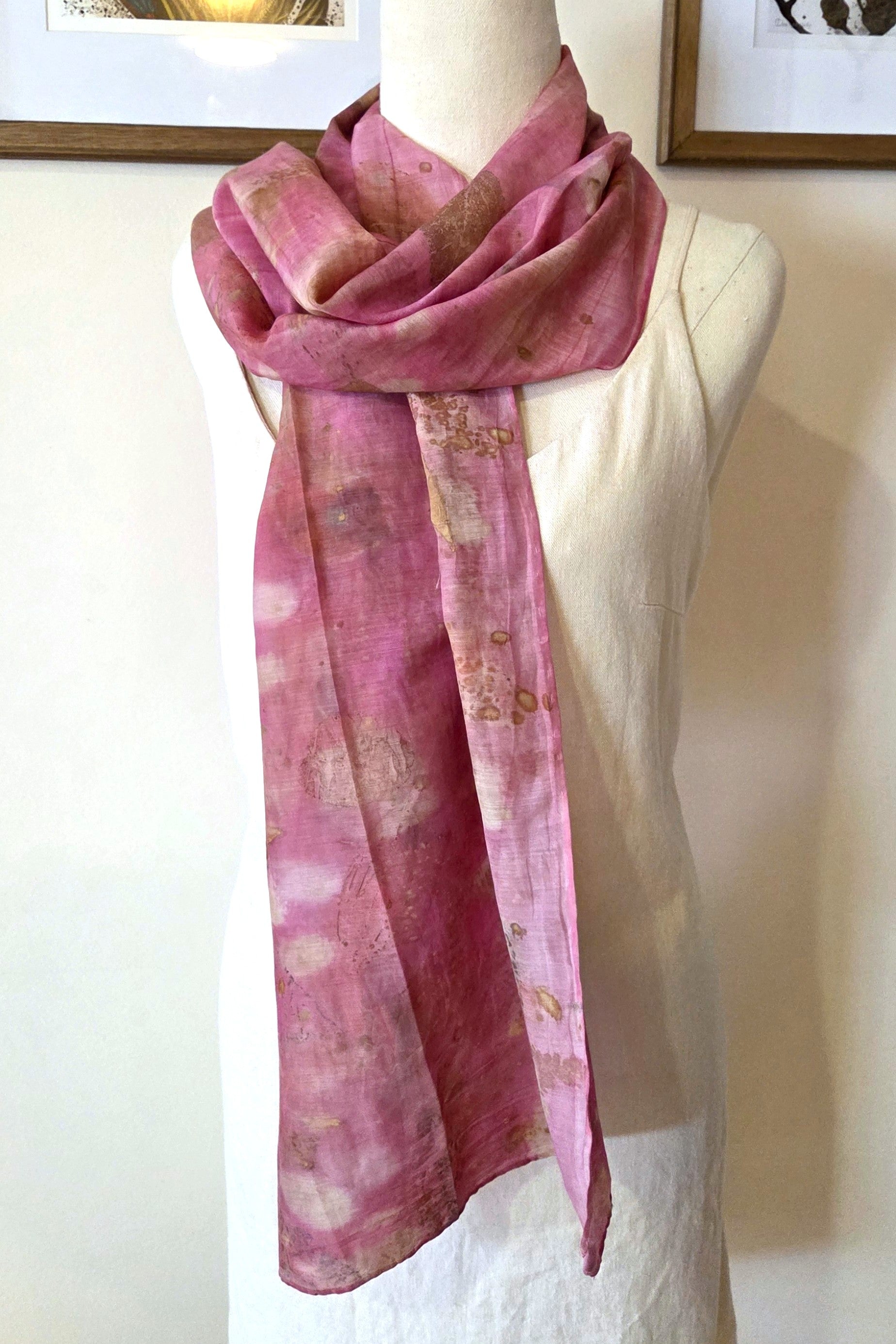 The Rosalie - Cotton/Silk Blend  Ecoprint Scarf/Wrap