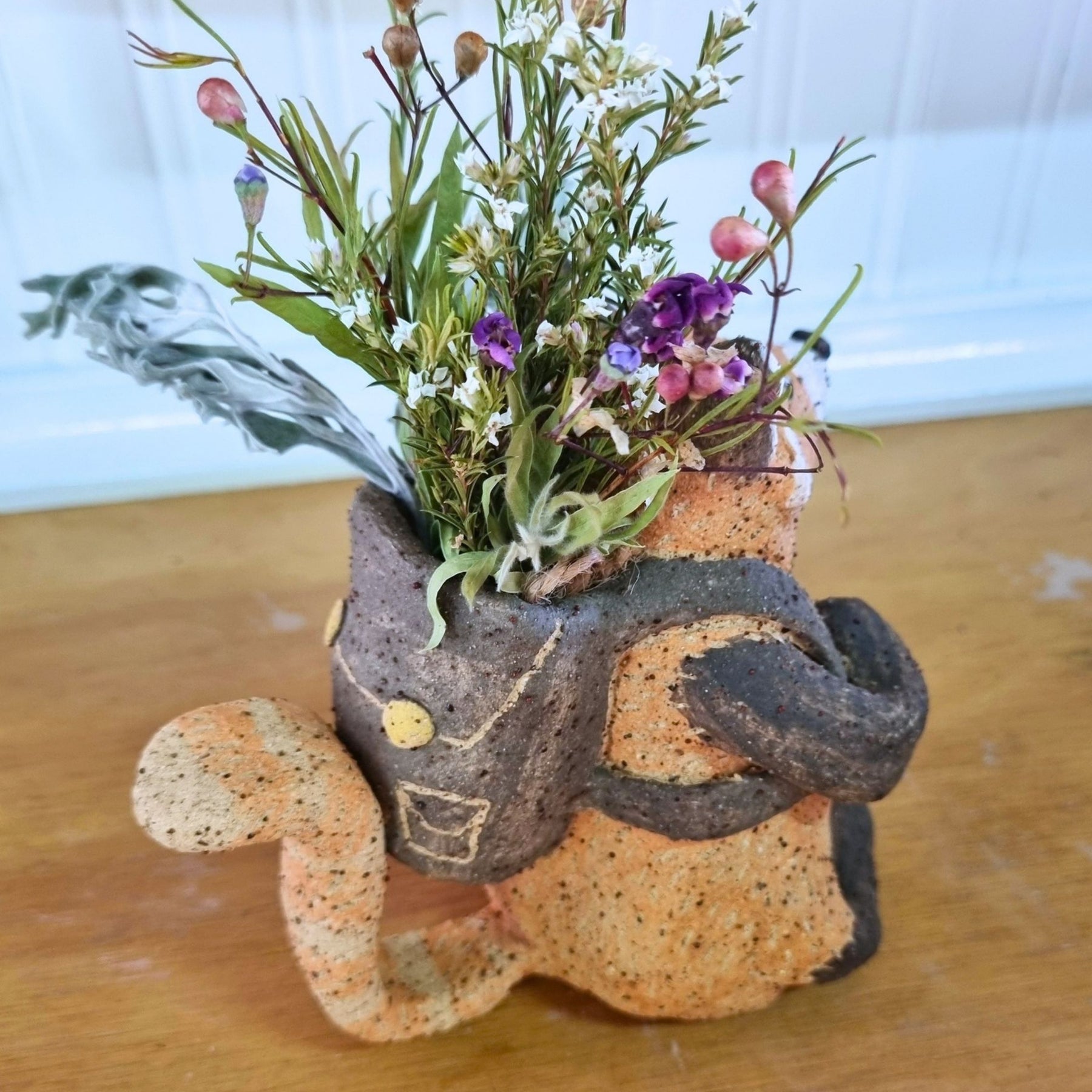 Backpack Buddies Ceramic Animal Vase Dried Flower Ornament