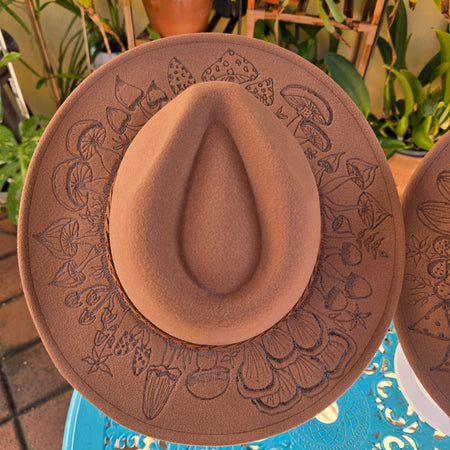 Mother & Me hand burnt pyrography fedora hat collection