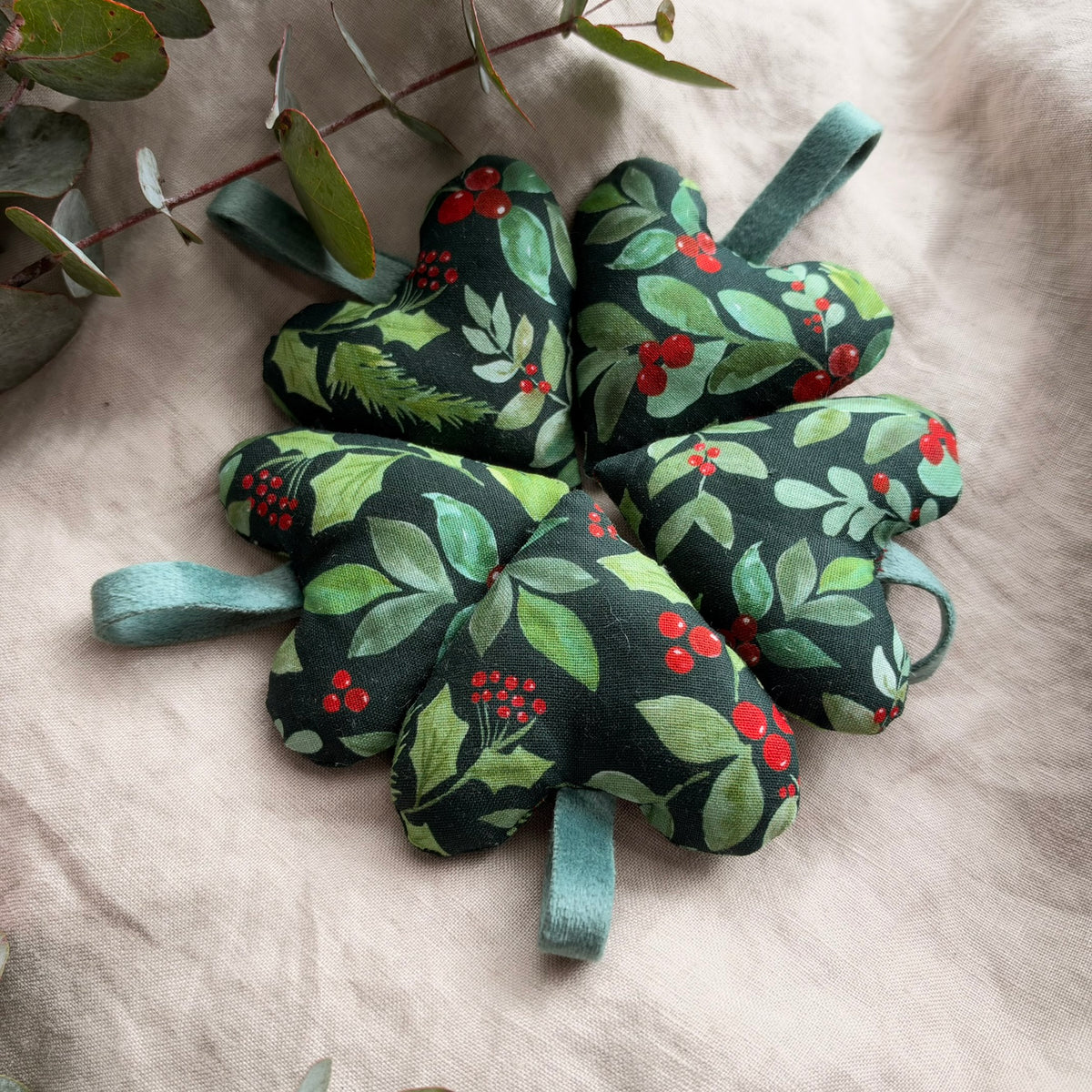 Handmade Dark Green Christmas Hearts