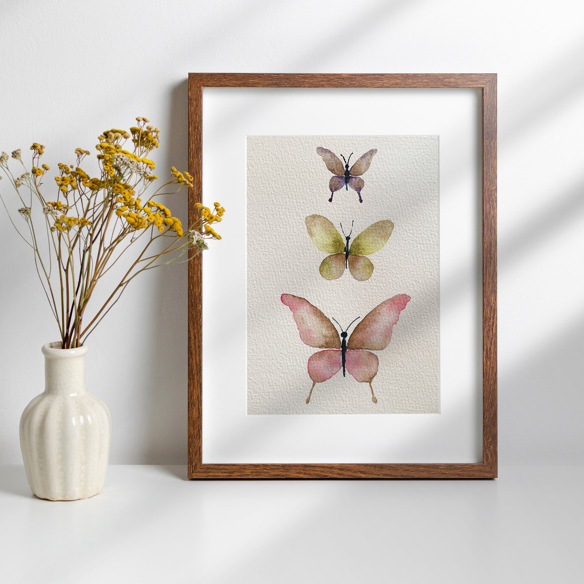 Original Hand-painted Watercolour Artwork - "Butterfly Trio #1" - 5x7"