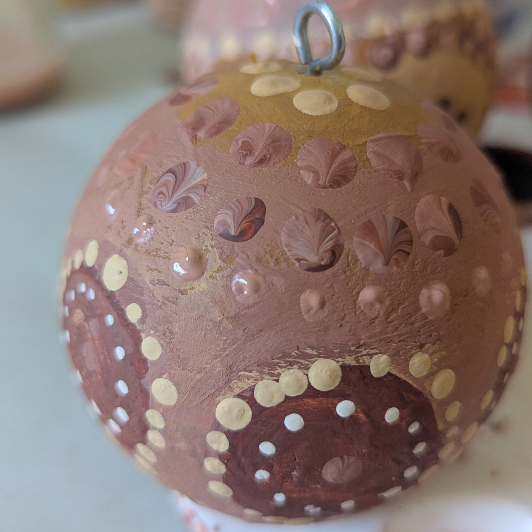 Baubles Artisan Hand painted Decorations |  Recycled Paper Baubles - 6  Decorations Boxed