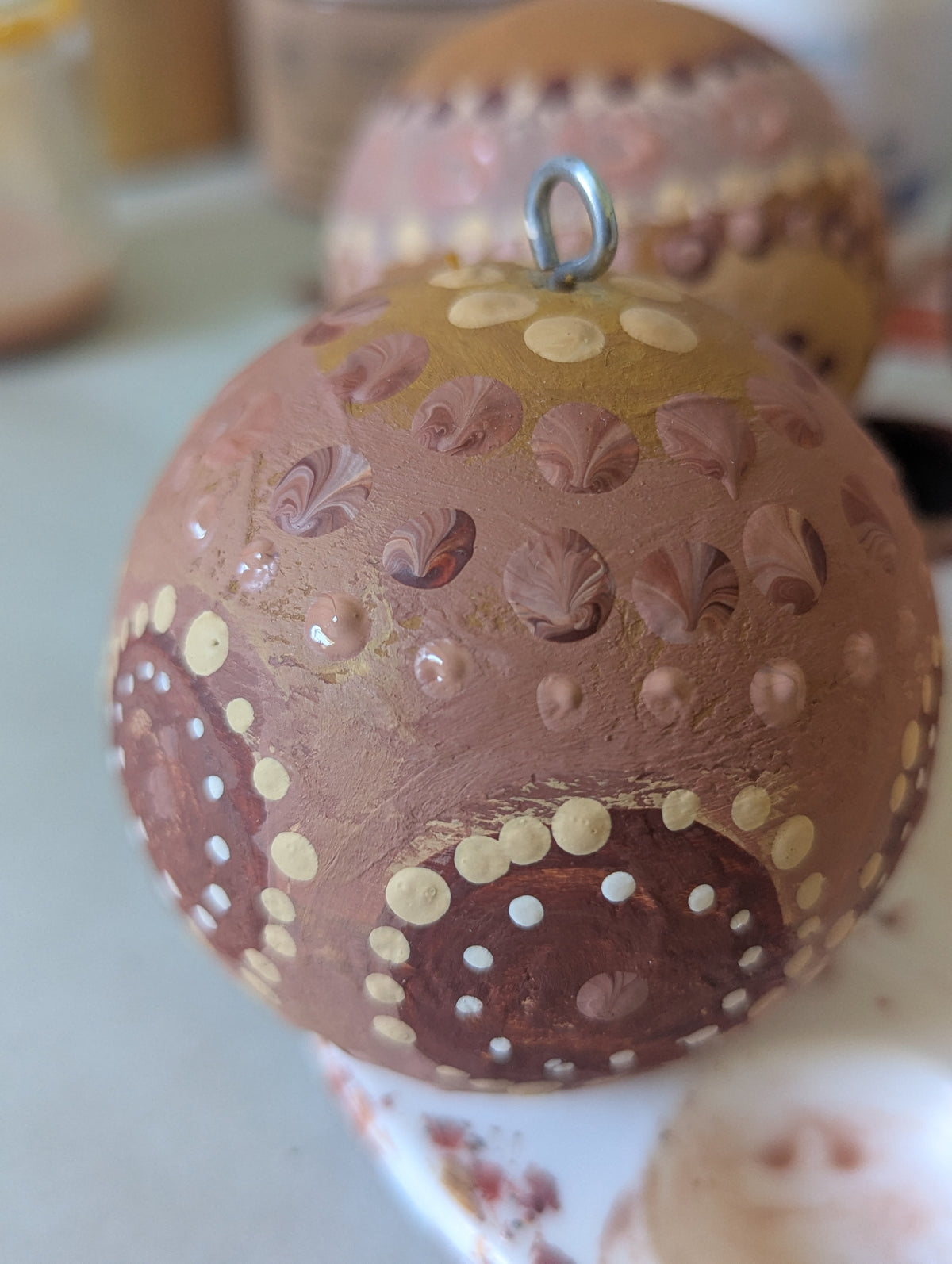 Baubles Artisan Hand painted Decorations |  Recycled Paper Baubles - 6  Decorations Boxed