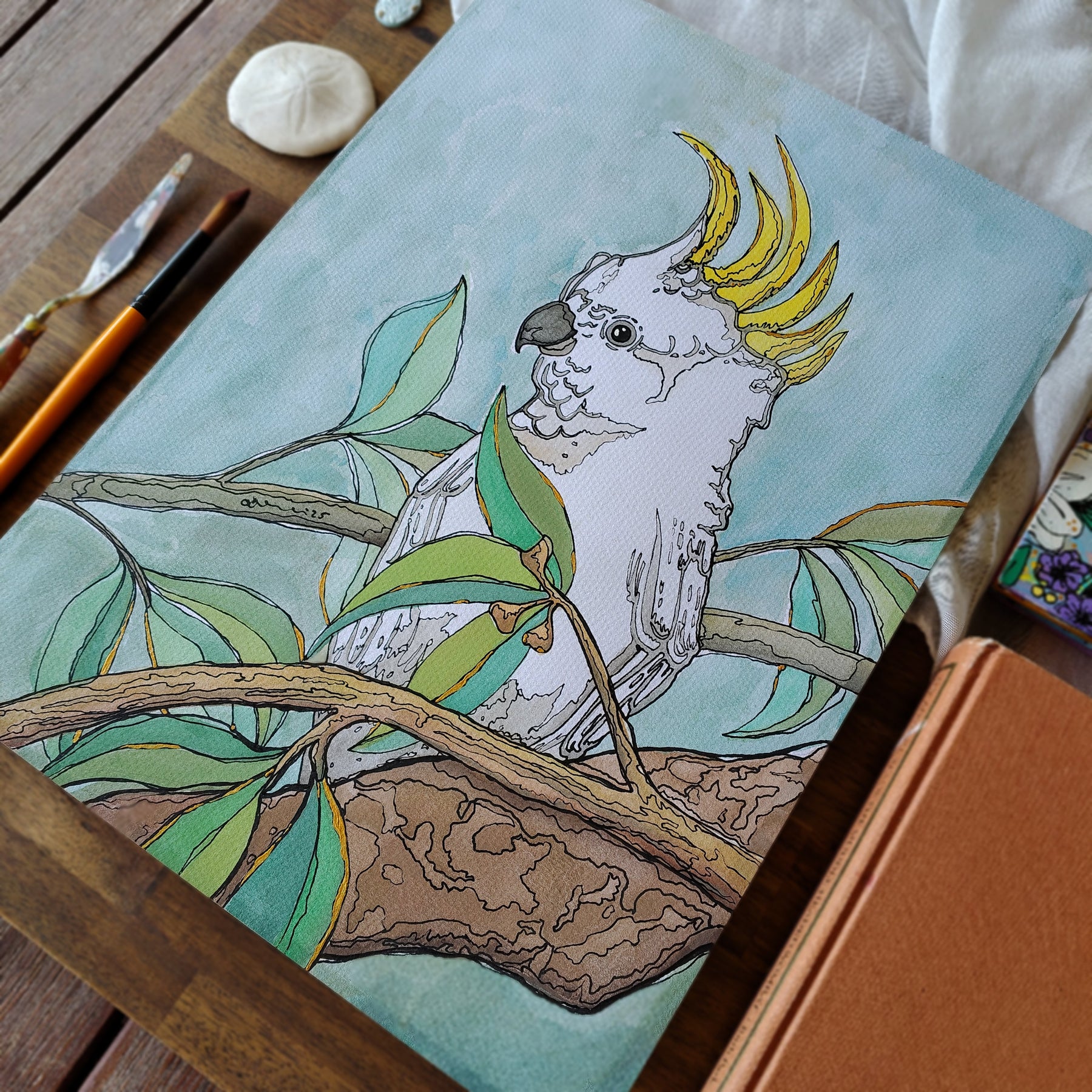 ORIGINAL ART (297mm x 403mm) - "Backyard Visitor" - Watercolour Art