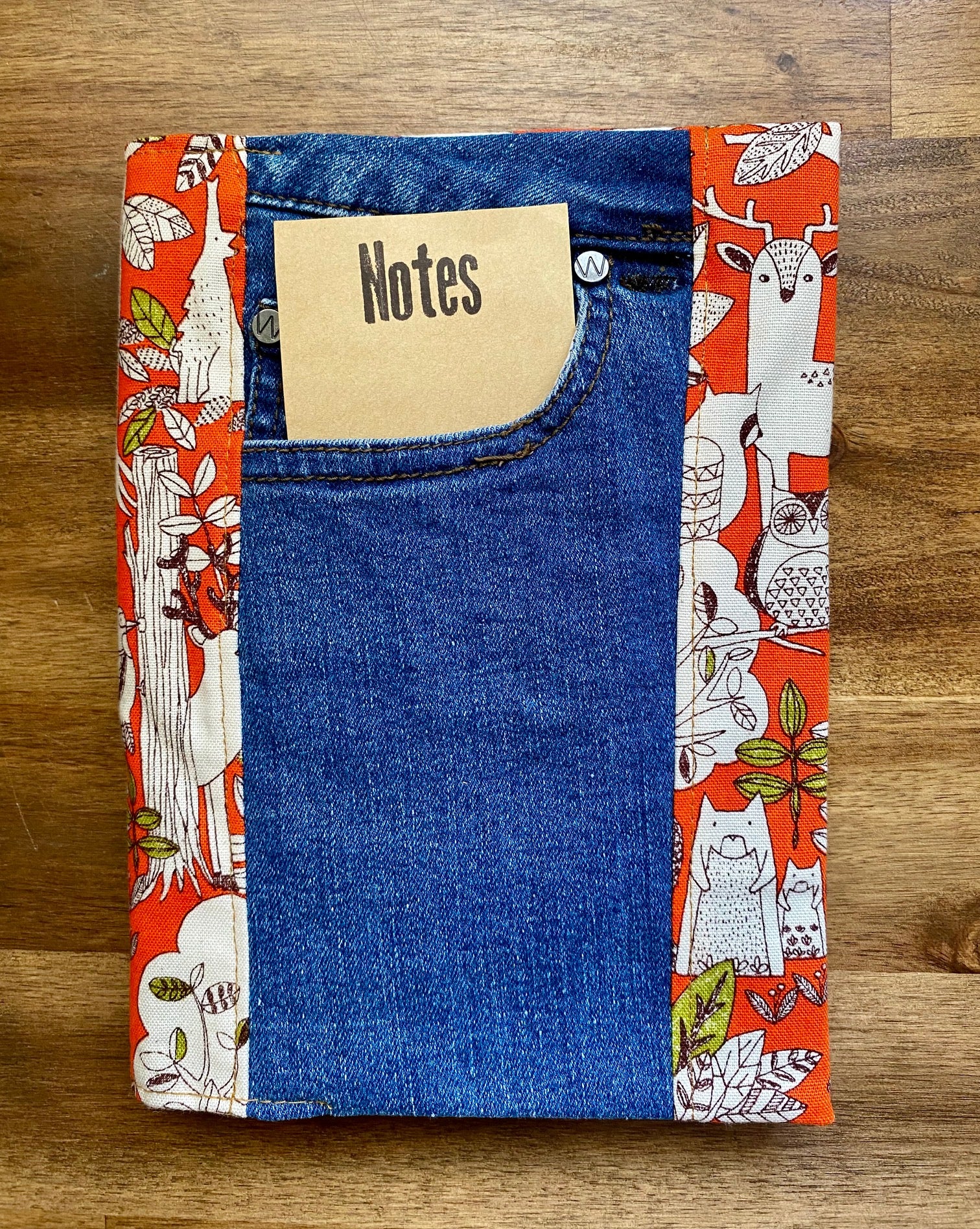 A5 Upcycled Denim Notebook - Orange
