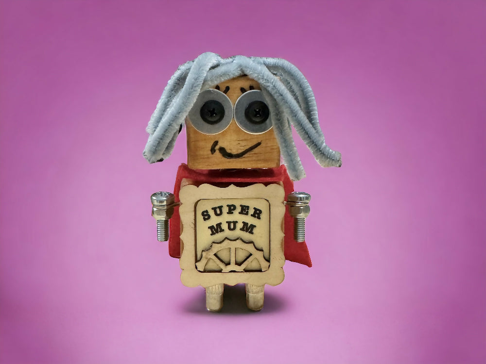 SuperMum - Wooden Steampunk Superhero Robot