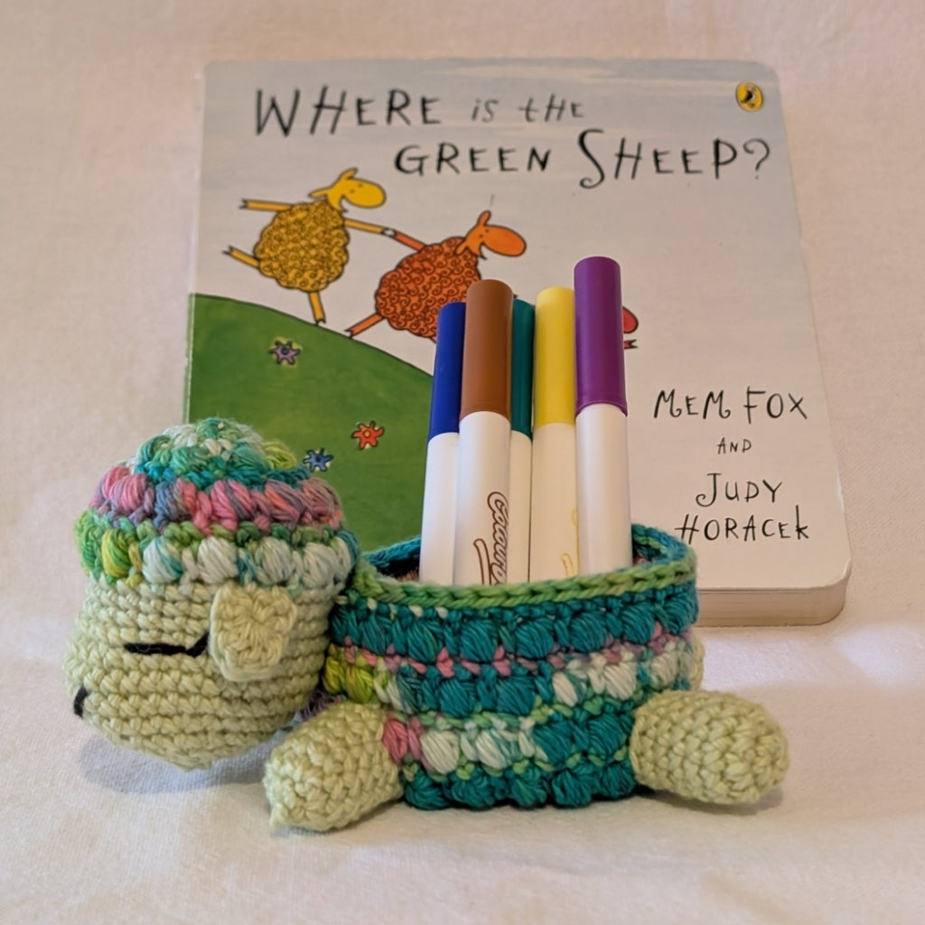 Crocheted Bobble Sheep Trinket Basket