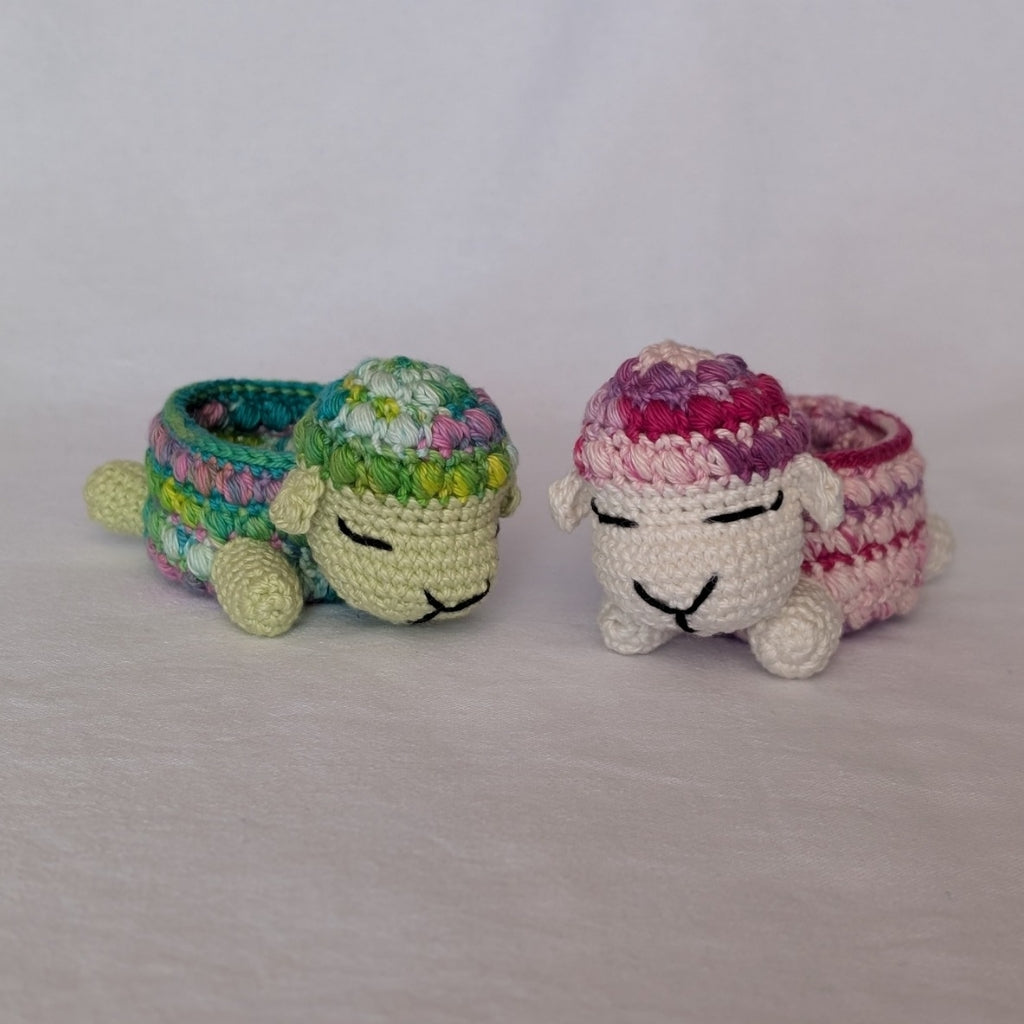 Crocheted Bobble Sheep Trinket Basket