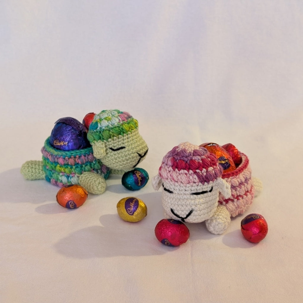 Crocheted Easter Bobble Sheep Basket