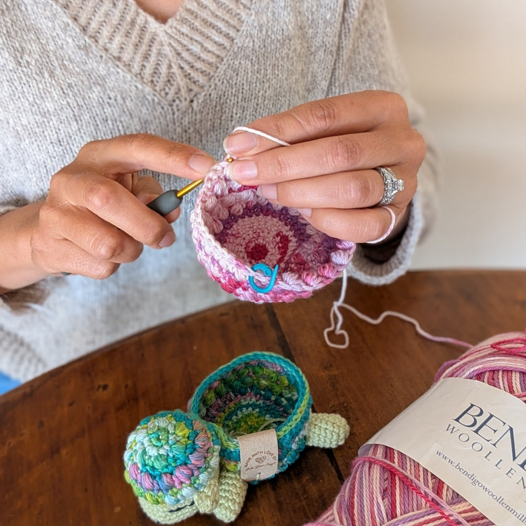 Crocheted Bobble Sheep Trinket Basket