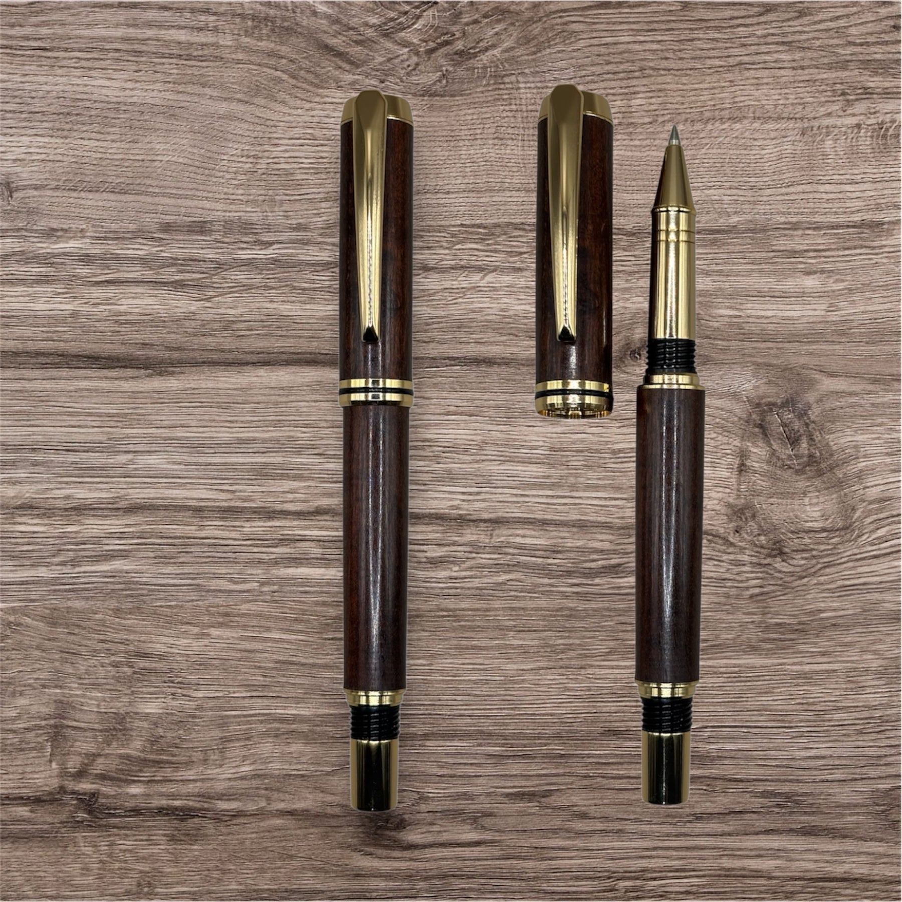Casteller Rollerball Pen – Black Mulga | Gold Accents | Australian Handcrafted