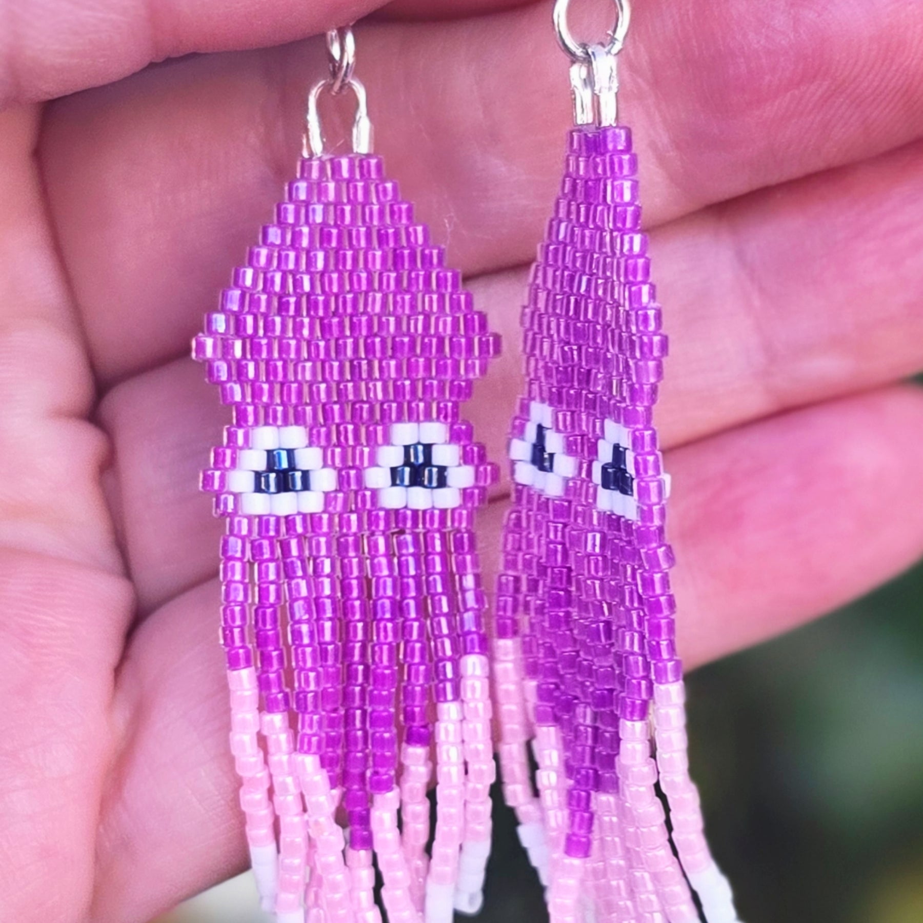 Beaded Purple Squid Dangle Earrings