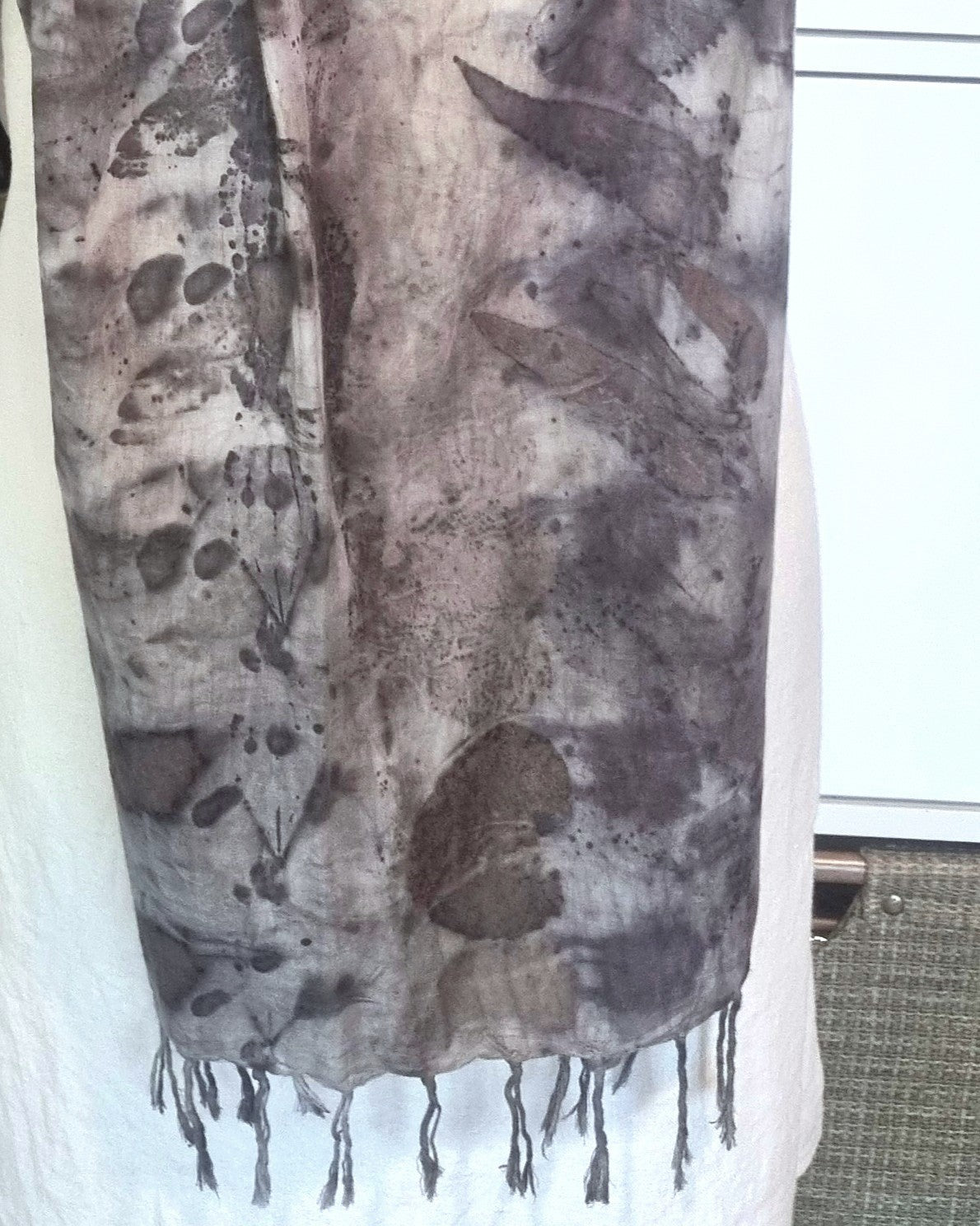 The Ebony - Fine Voile Cotton Ecoprint Scarf/Wrap