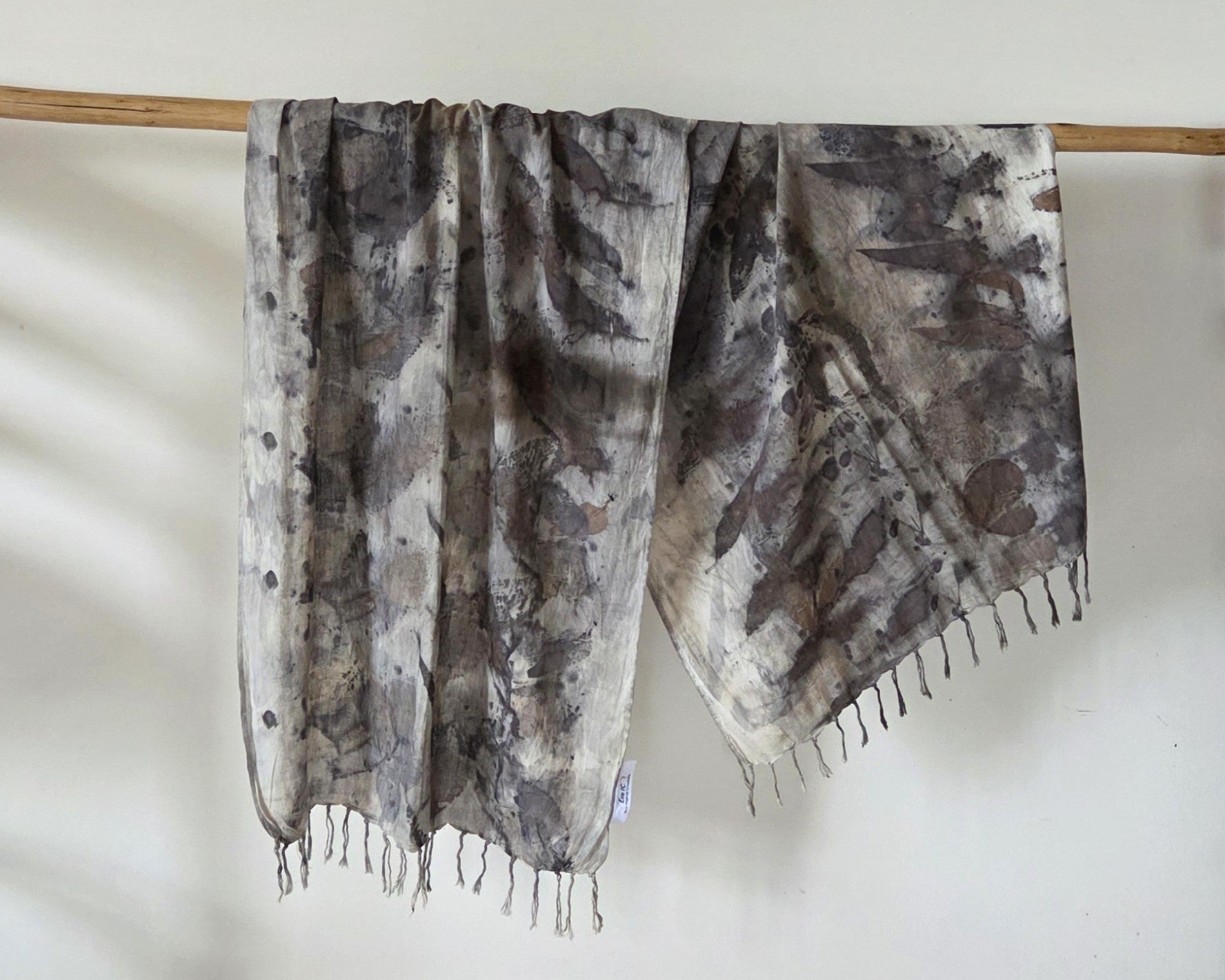 The Ebony - Fine Voile Cotton Ecoprint Scarf/Wrap