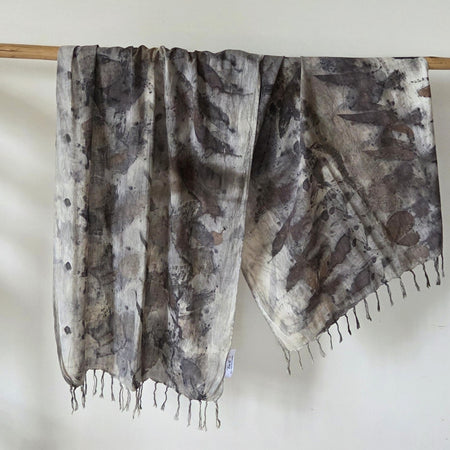 The Ebony - Fine Voile Cotton Ecoprint Scarf/Wrap