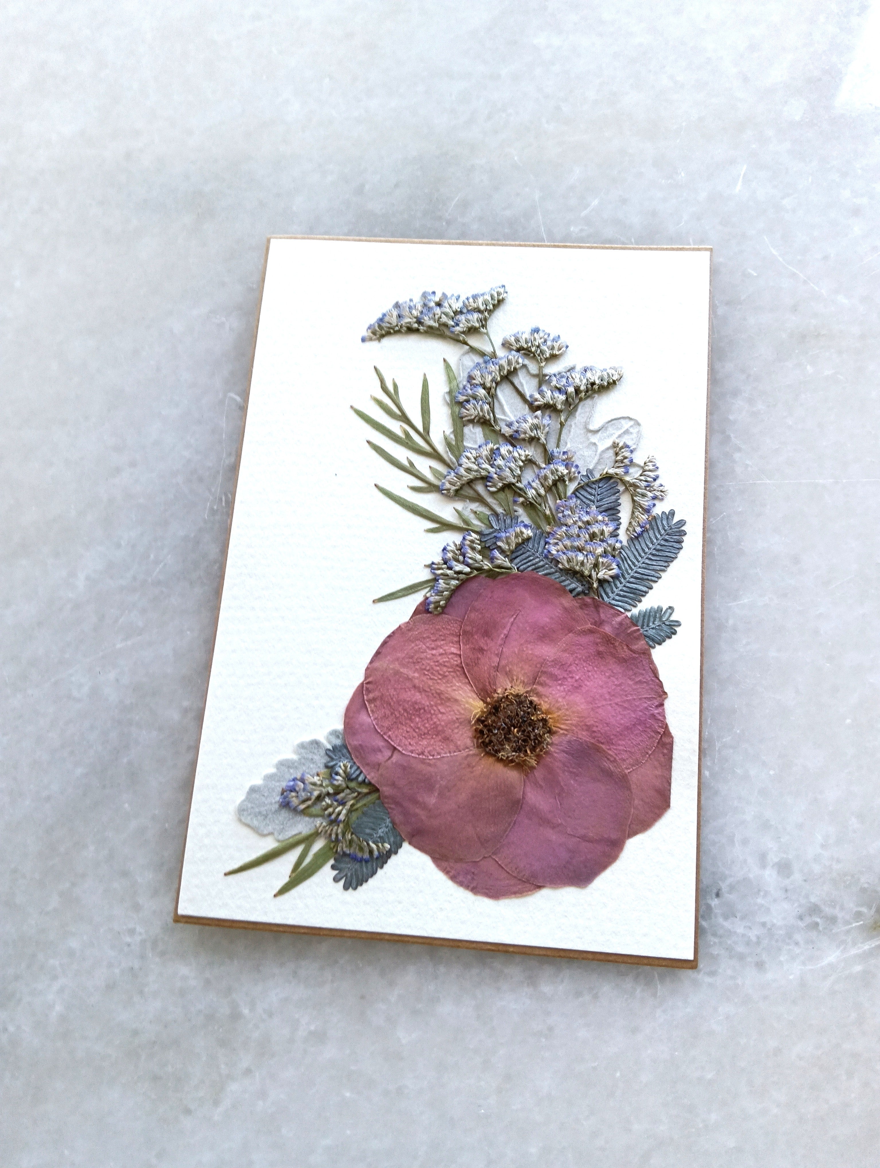 Pink Dedication | Pressed Flower Handmade Card