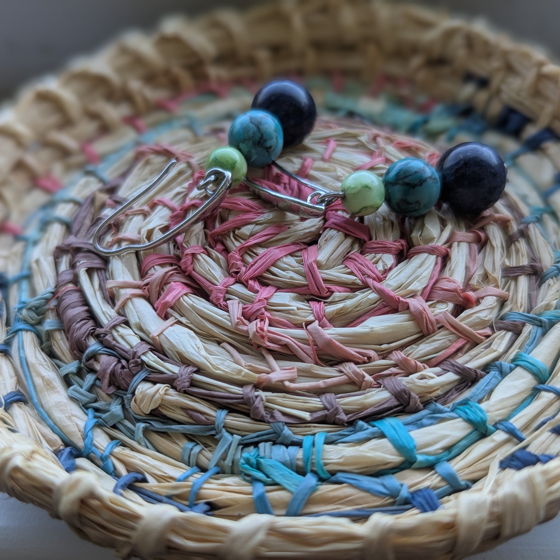 Small Coiled Basket | Organizer Small items Storage | Multicolour & Natural Raffia