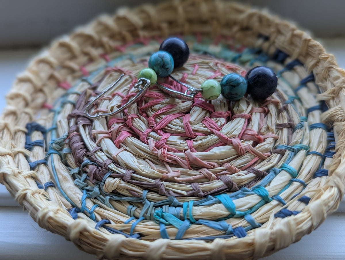 Small Coiled Basket | Organizer Small items Storage | Multicolour & Natural Raffia
