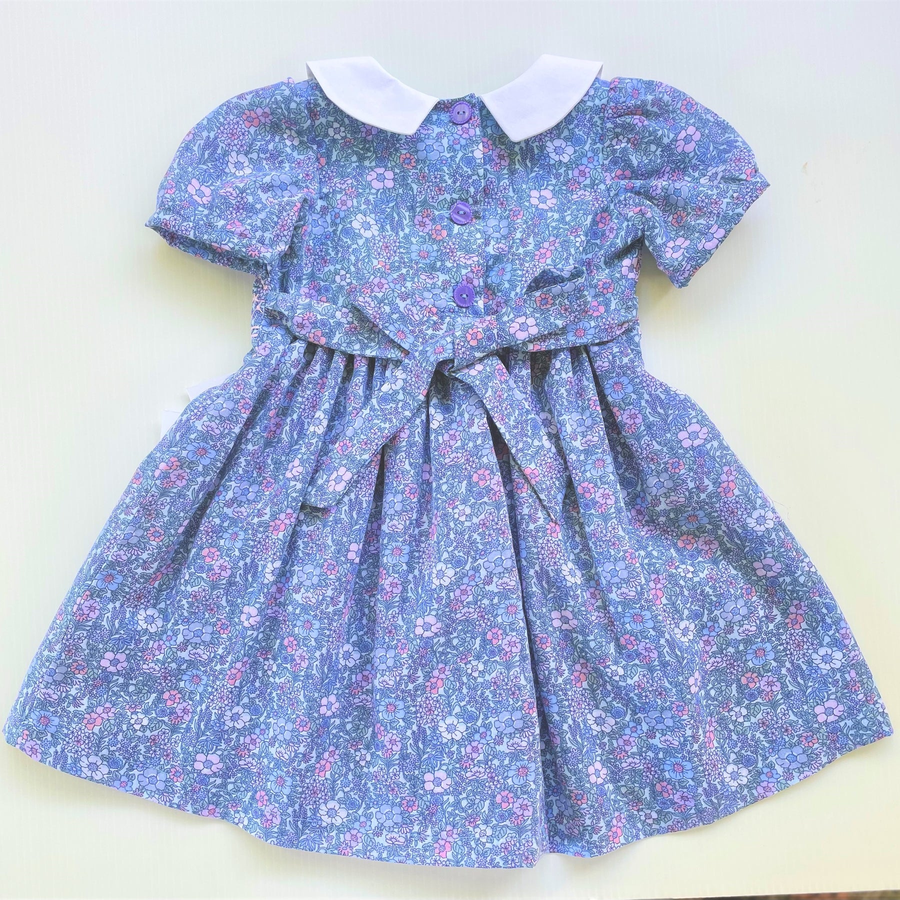 Girls’ Smocked Girl's Dress with Hand Embroidered Collar