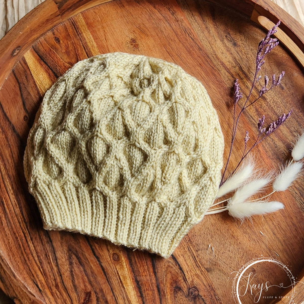 Handknit Wool Free Cabled Beanie