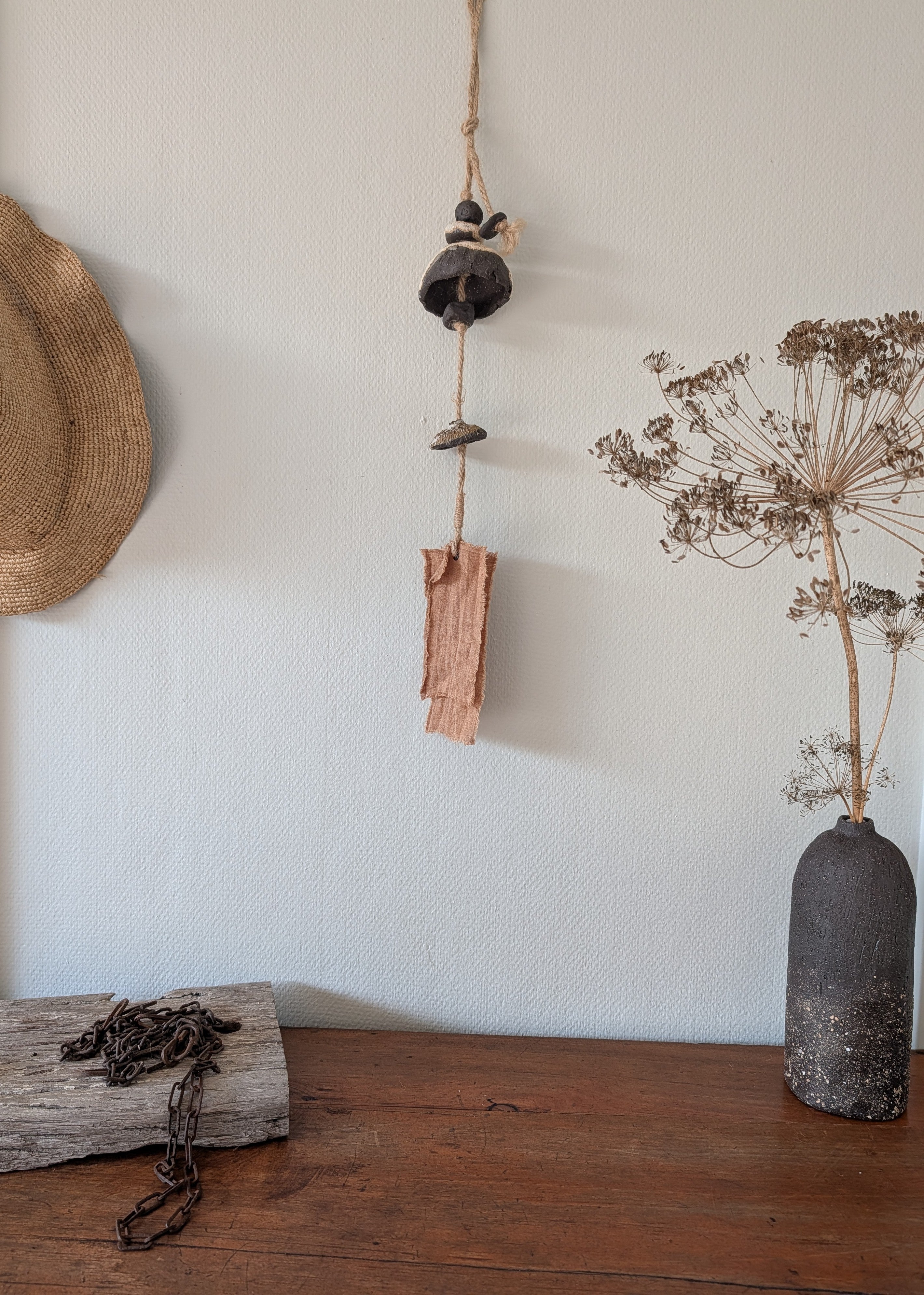 Contemporary Ceramic Wall Hanging - Bells, Chimes, Beads