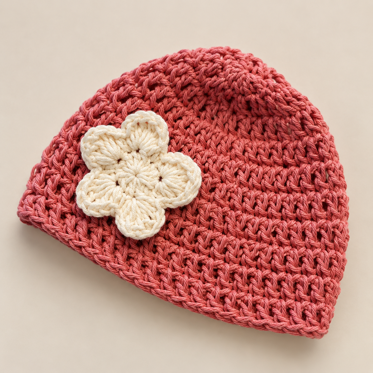 Hand-Crocheted Cotton Baby Hat Rosie Bloom