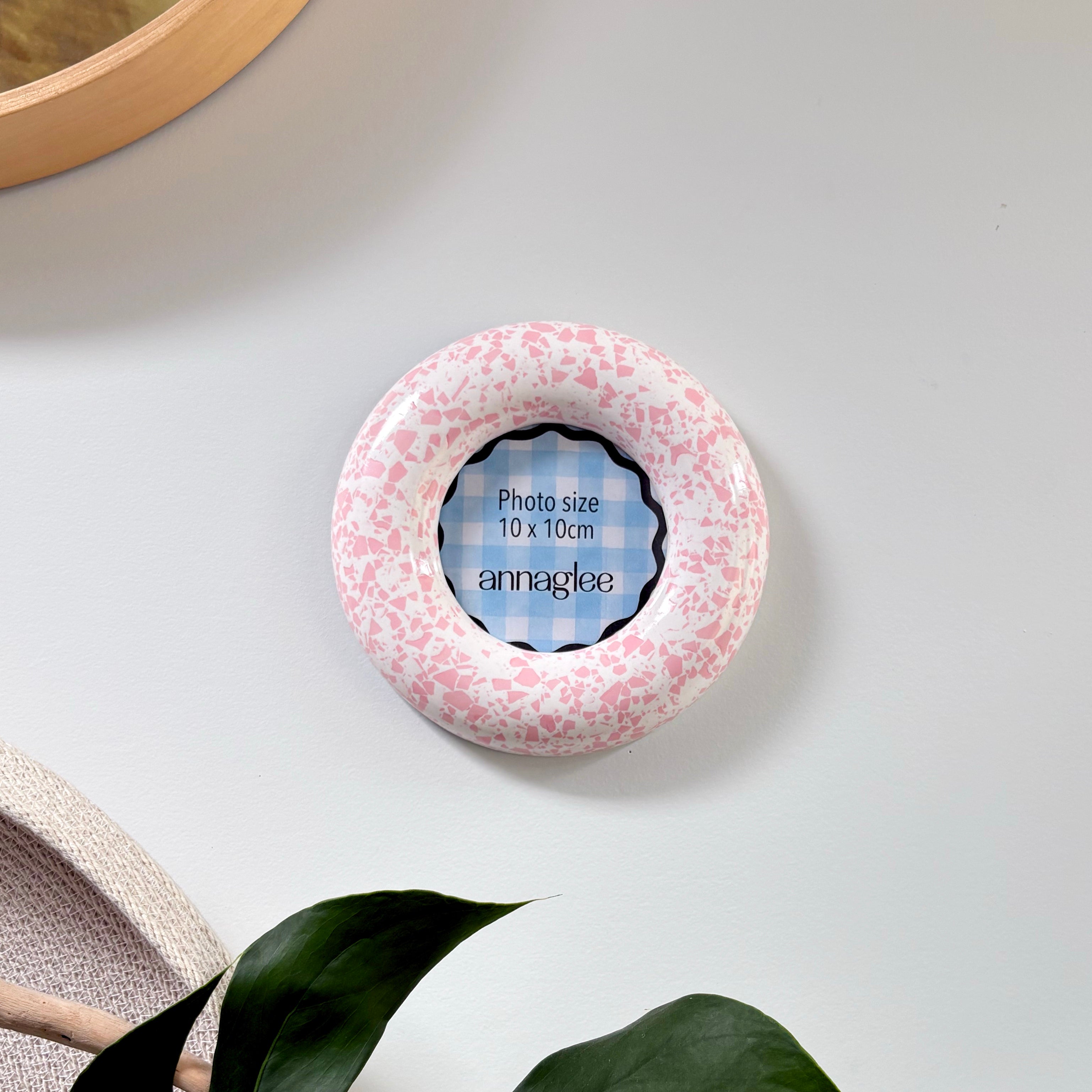 Pink terrazzo pattern wall hanging photo frame