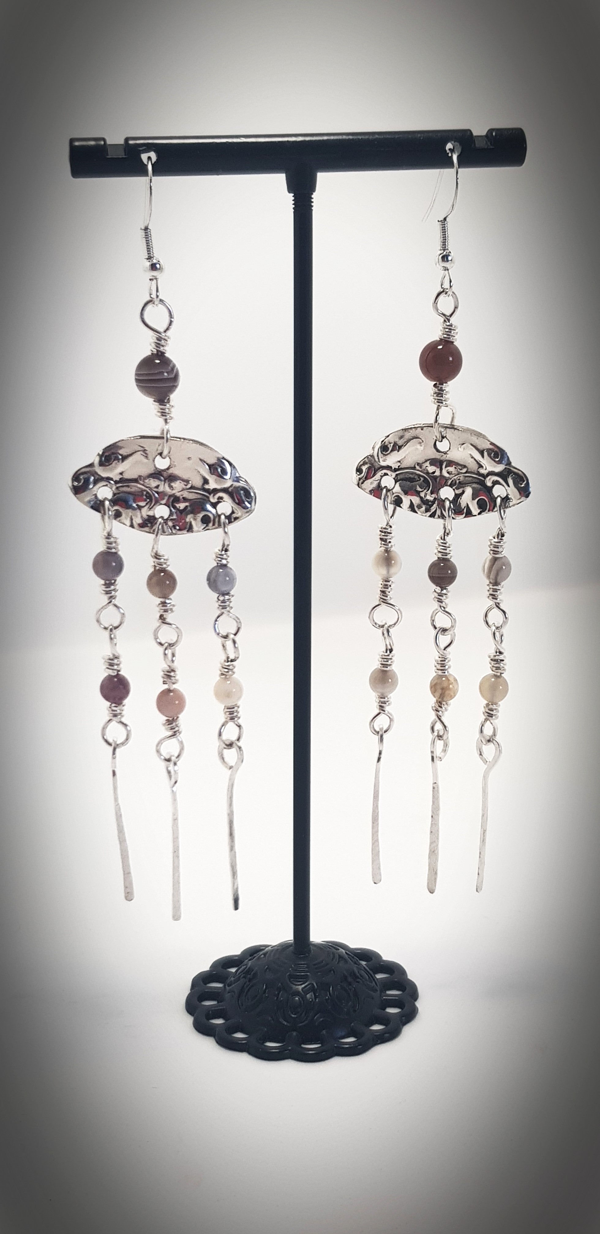 Jellyfish earrings with  Botswana Agate stone beads #692 AM/E