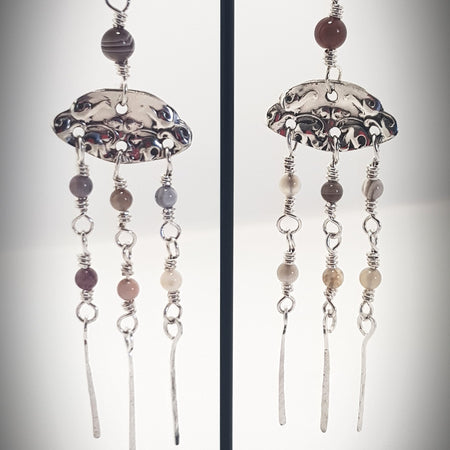 Jellyfish earrings with  Botswana Agate stone beads #692 AM/E