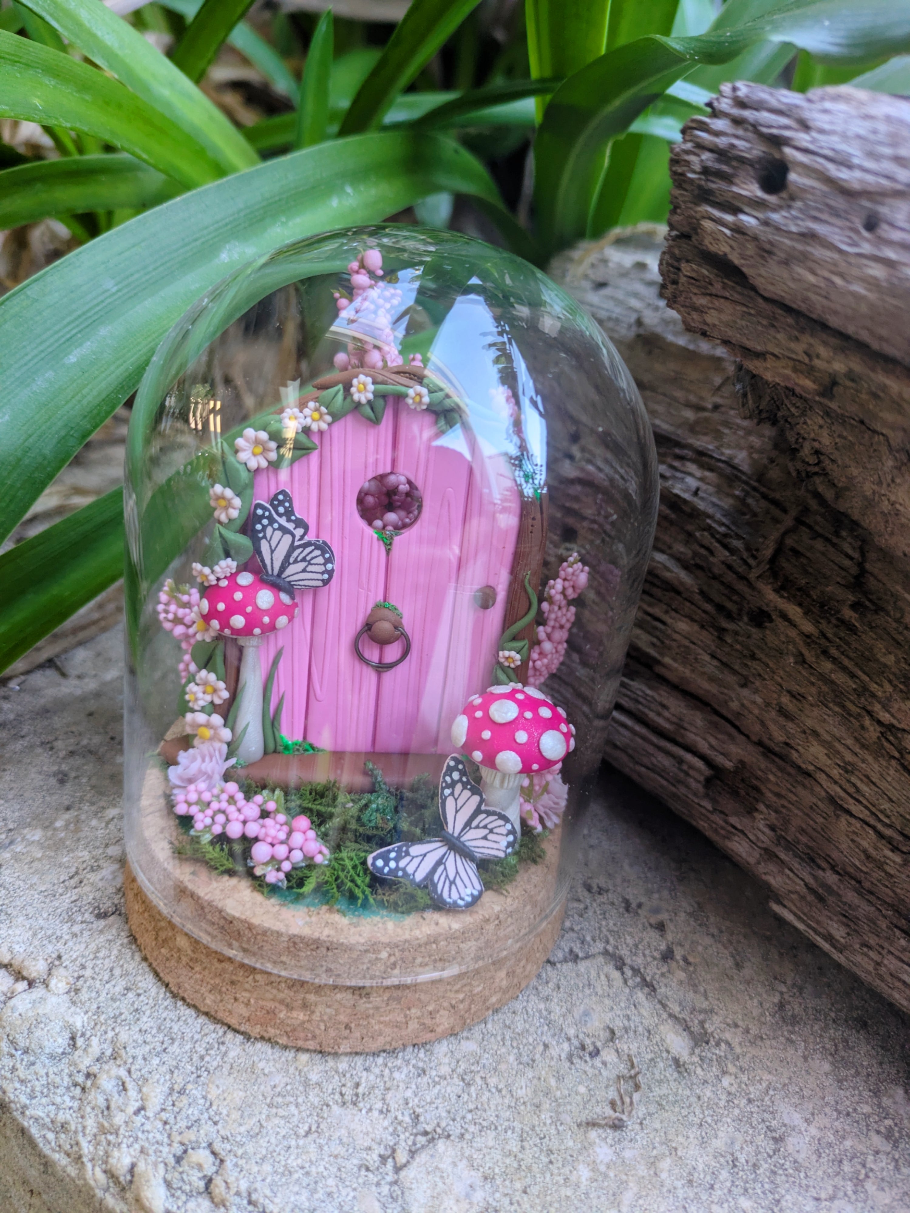 Pink Fairy Door Garden Dome