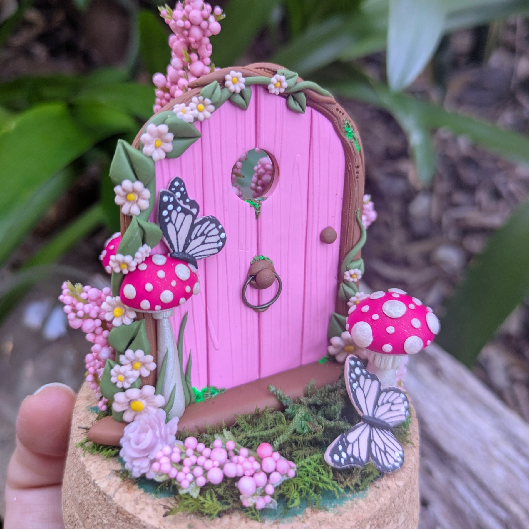 Pink Fairy Door Garden Dome