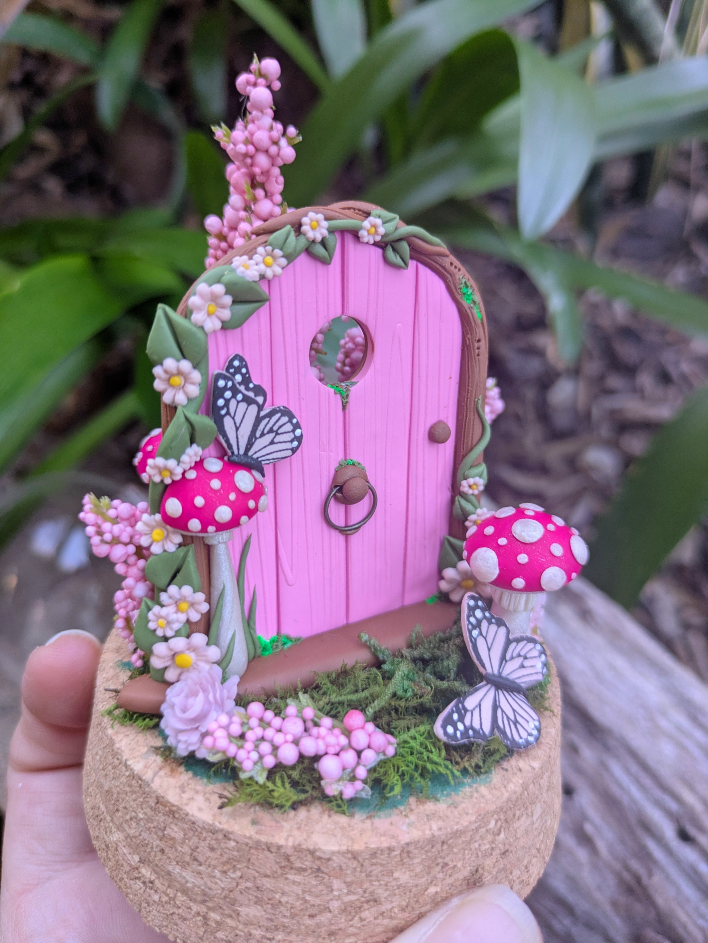 Pink Fairy Door Garden Dome